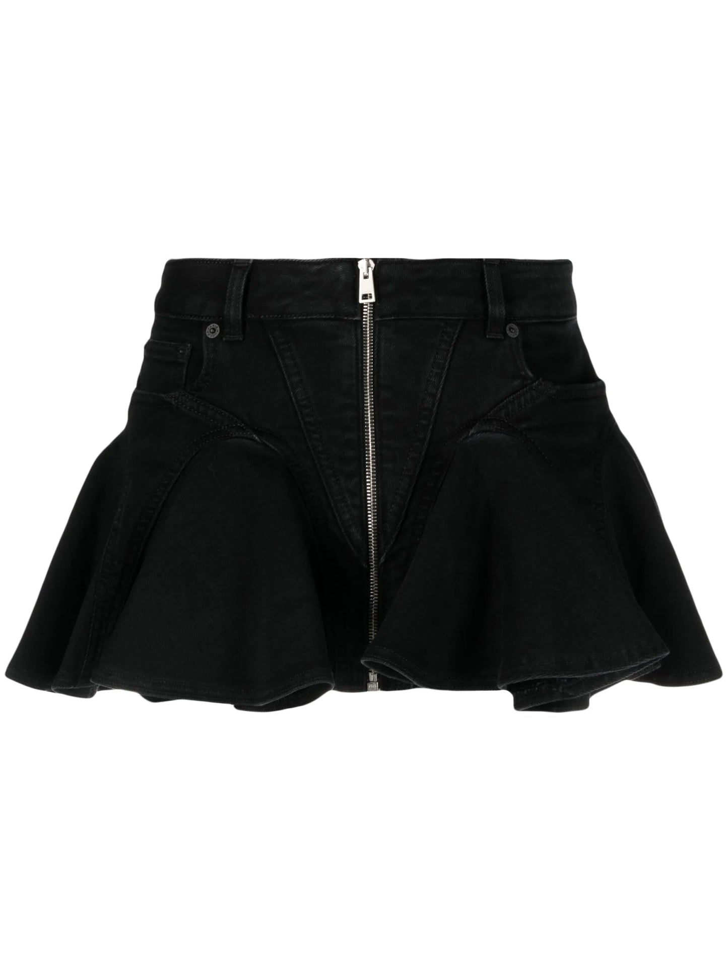 flared denim miniskirt