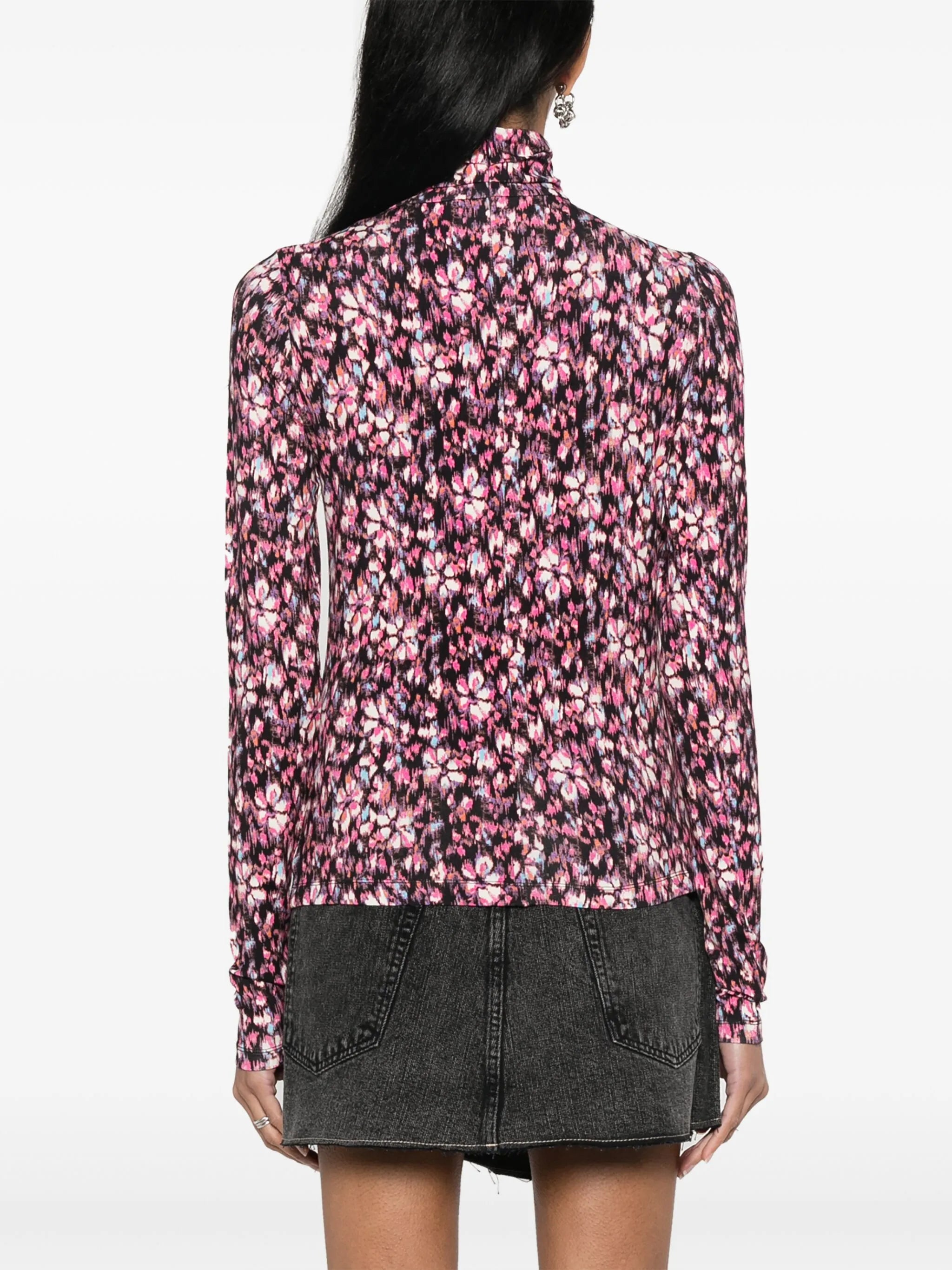 Lou high-neck floral-print top