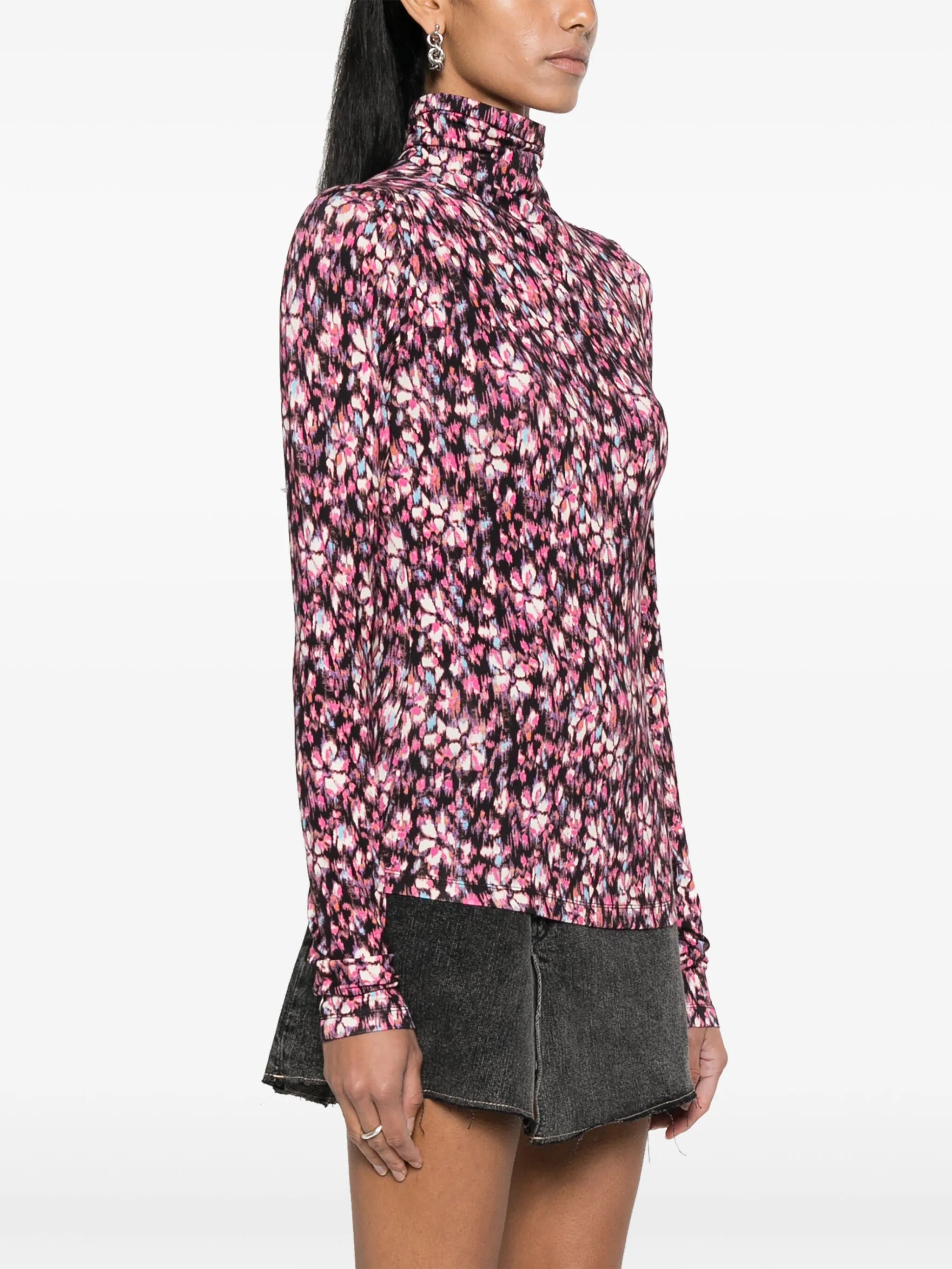 Lou high-neck floral-print top