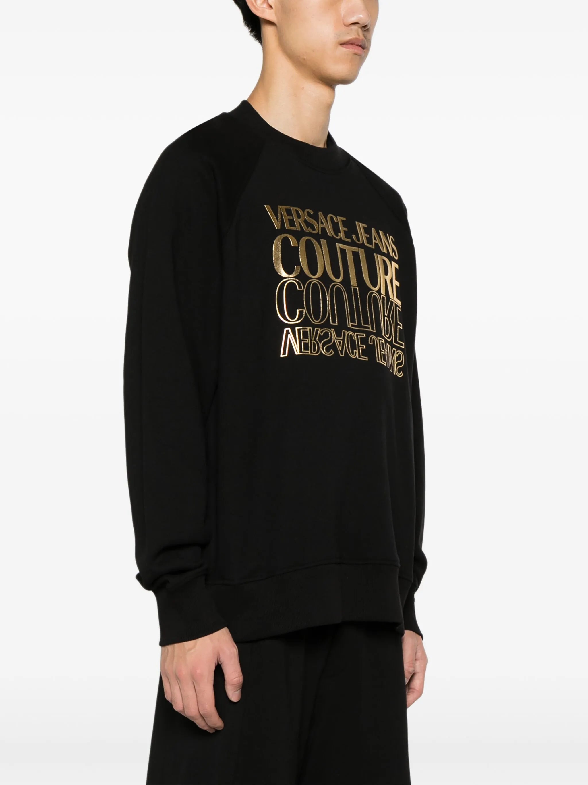 metallic logo-print cotton sweatshirt