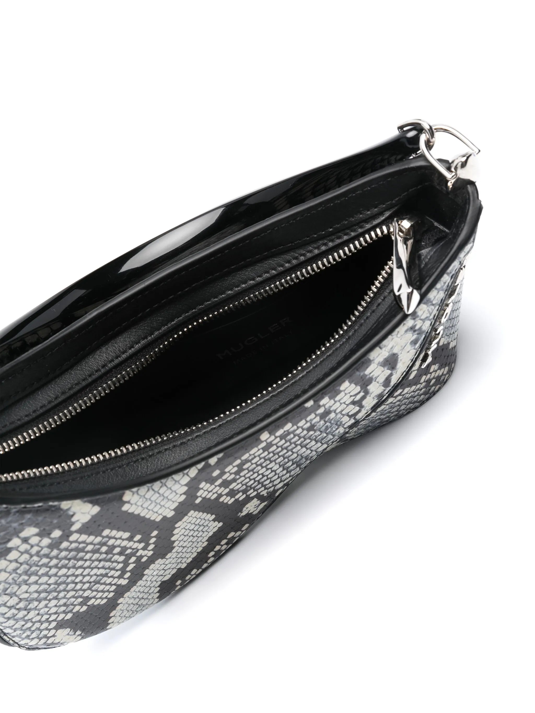 logo-plaque snakeskin-effect shoulder bag