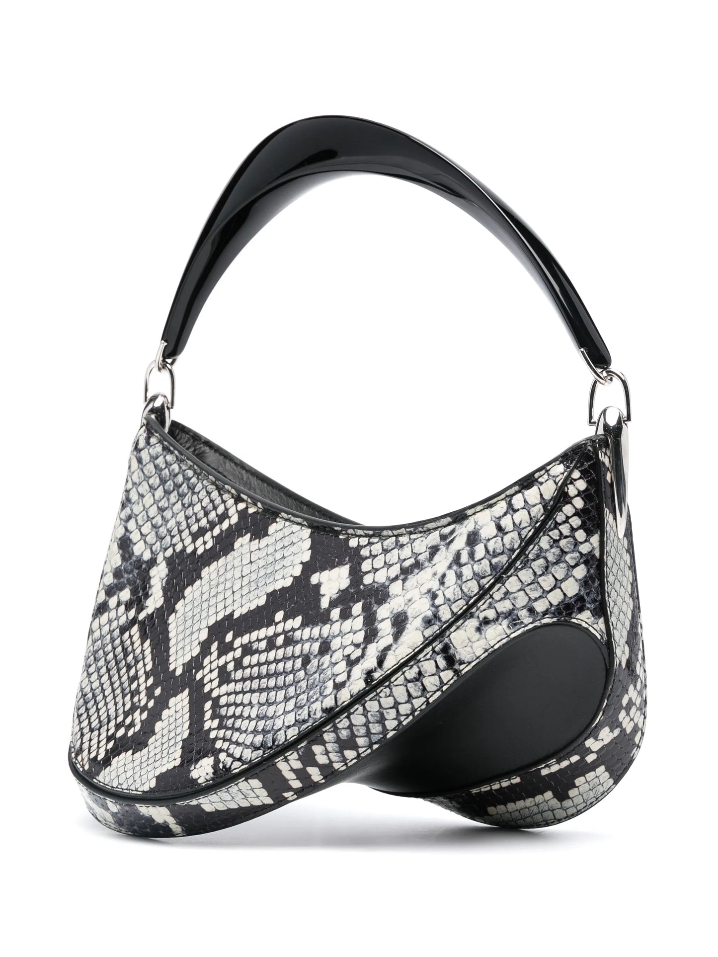 logo-plaque snakeskin-effect shoulder bag