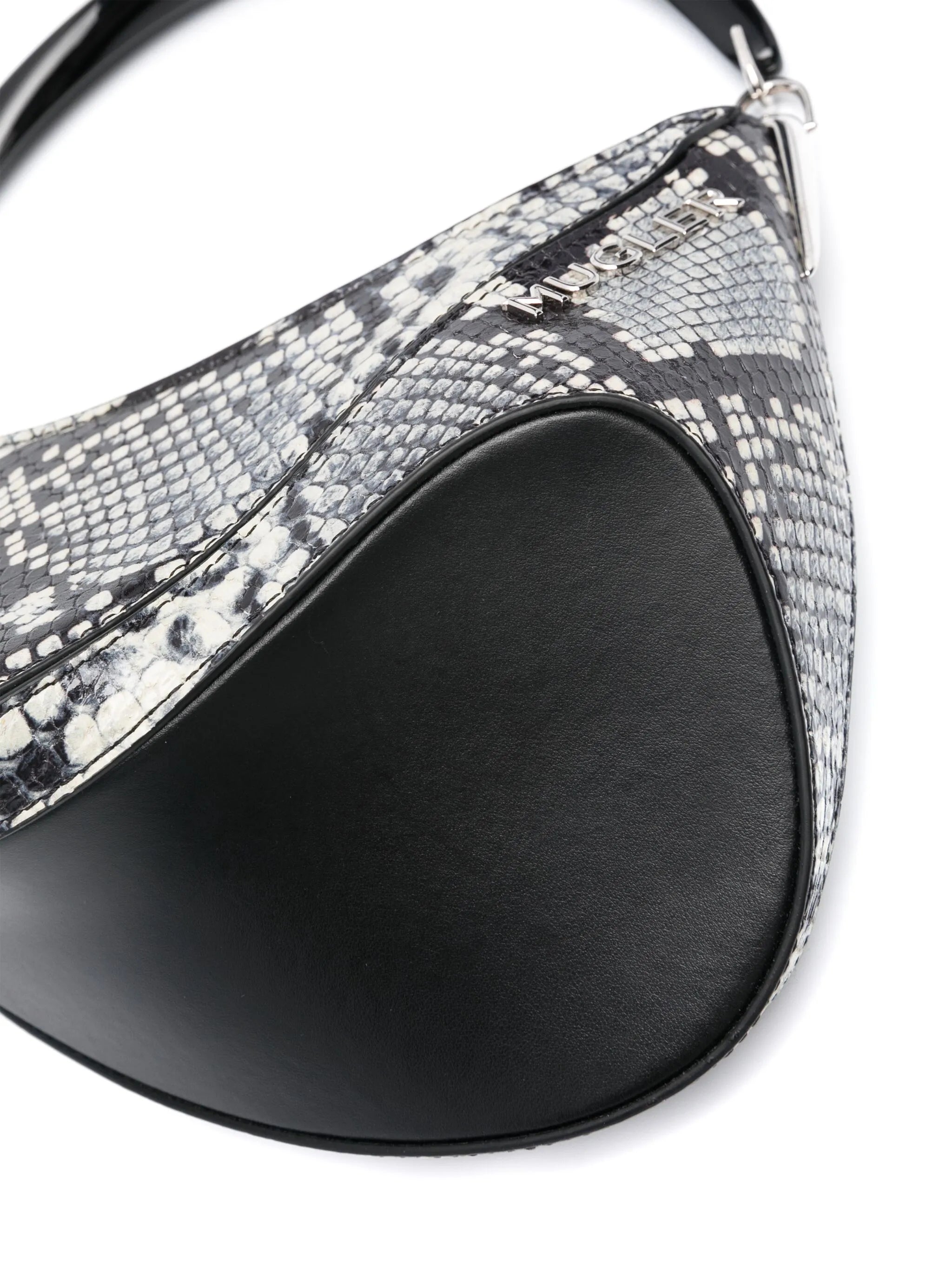 logo-plaque snakeskin-effect shoulder bag