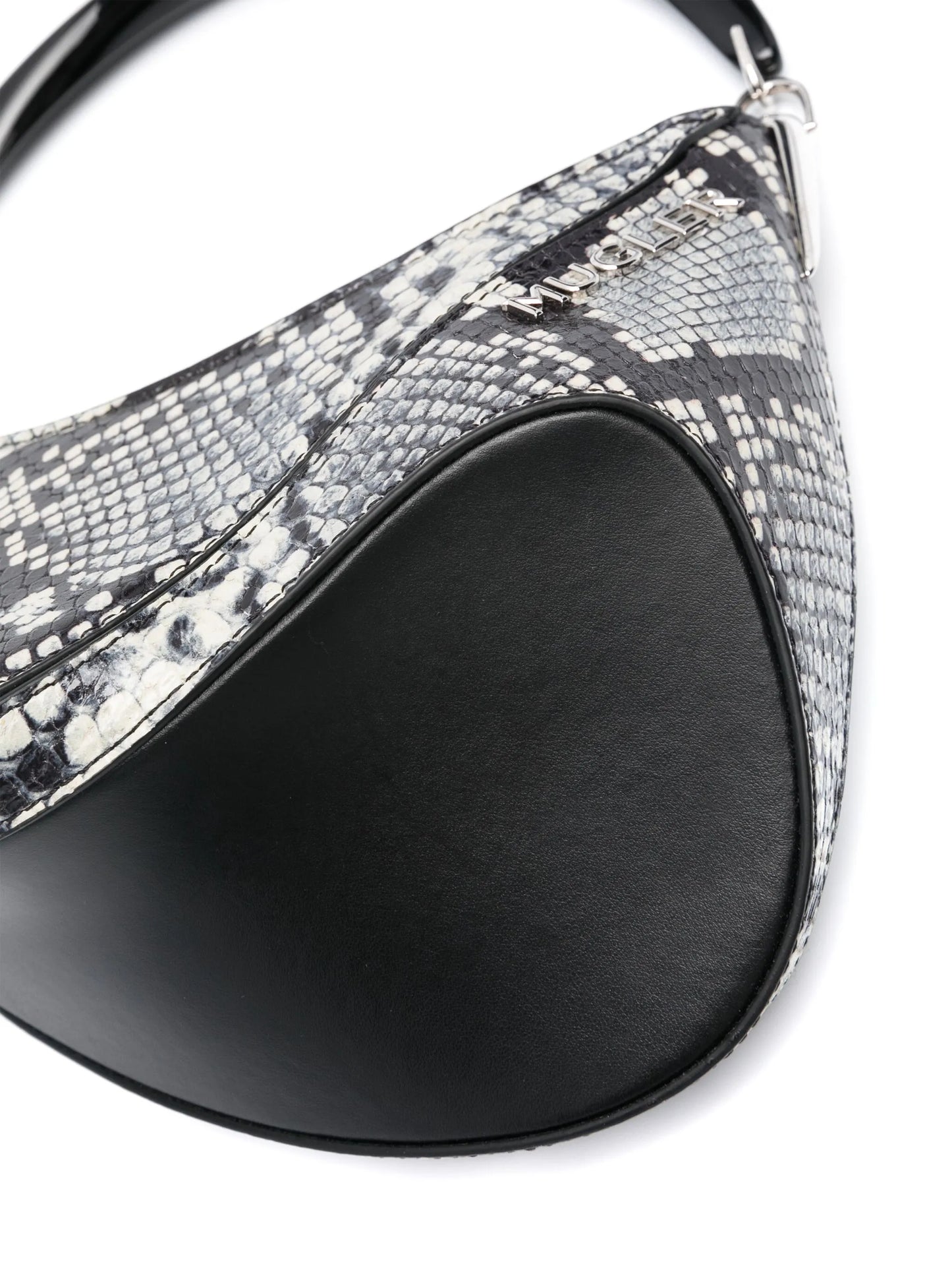 logo-plaque snakeskin-effect shoulder bag