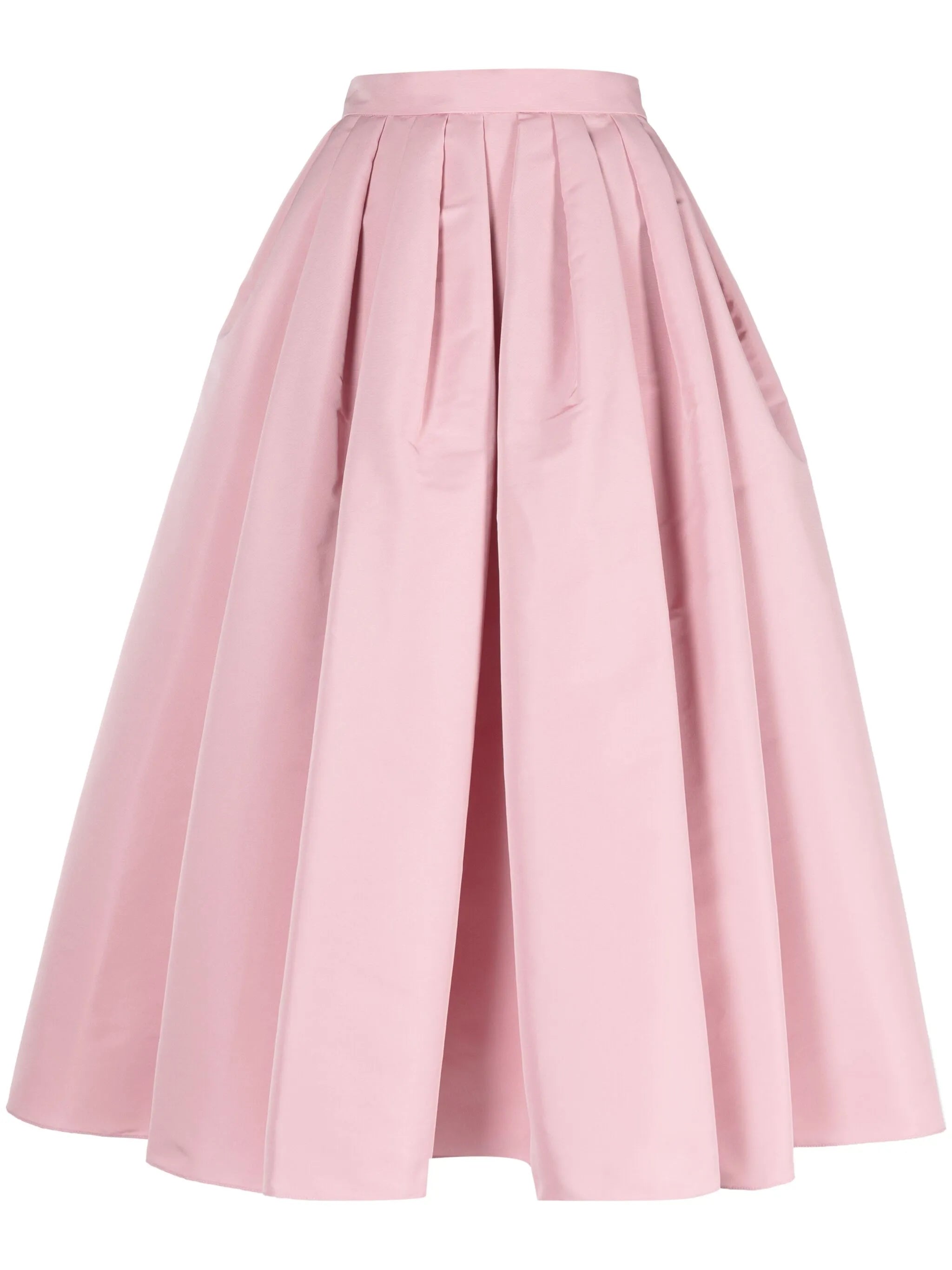 high-waist pleated midi skirt