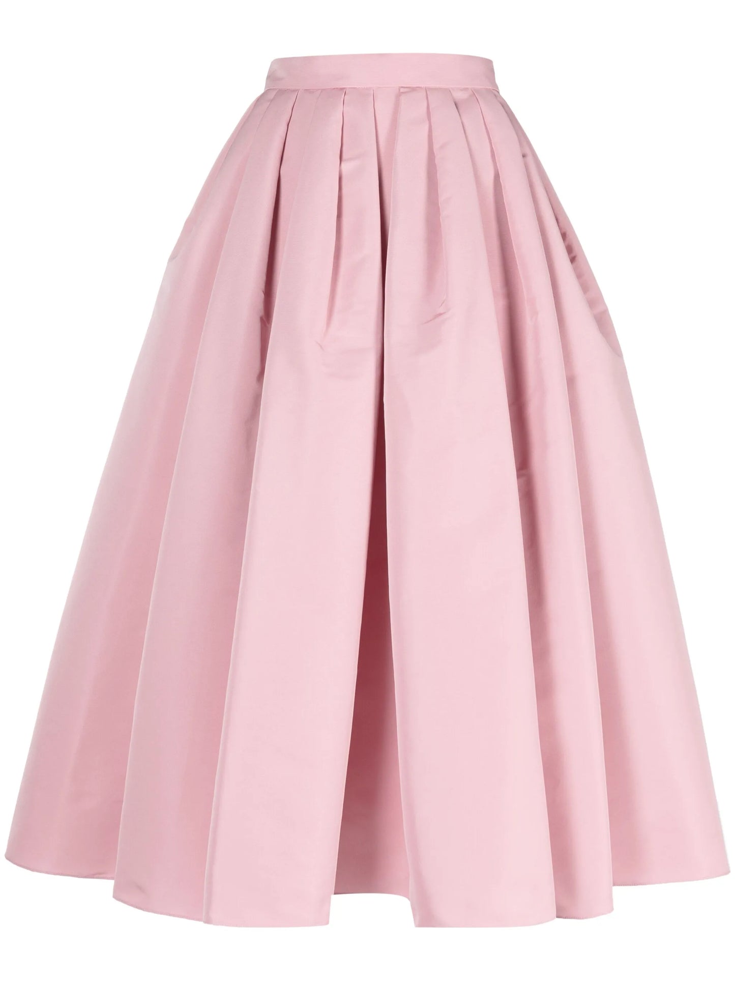 high-waist pleated midi skirt