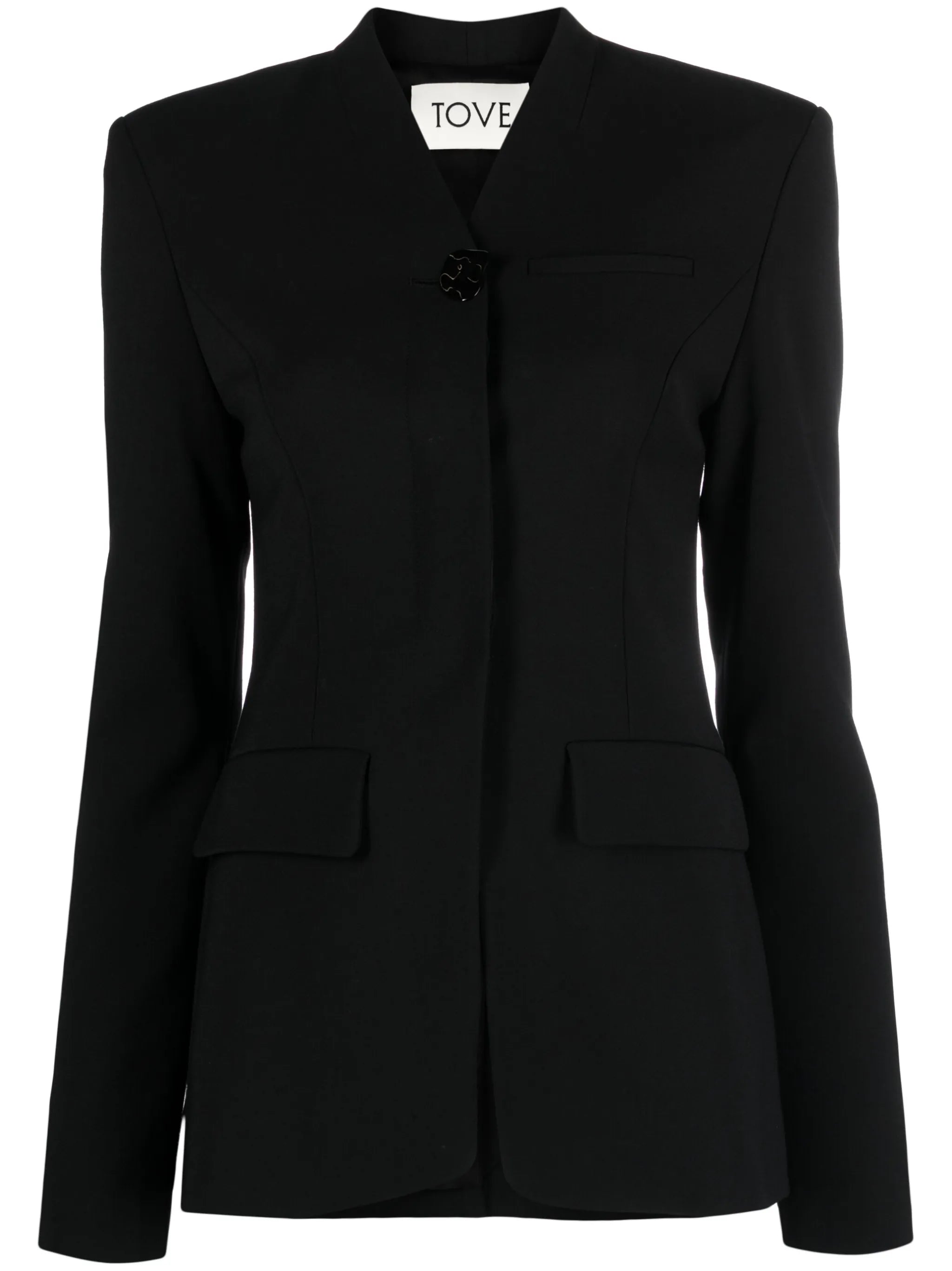 Selena single-breasted collarless blazer