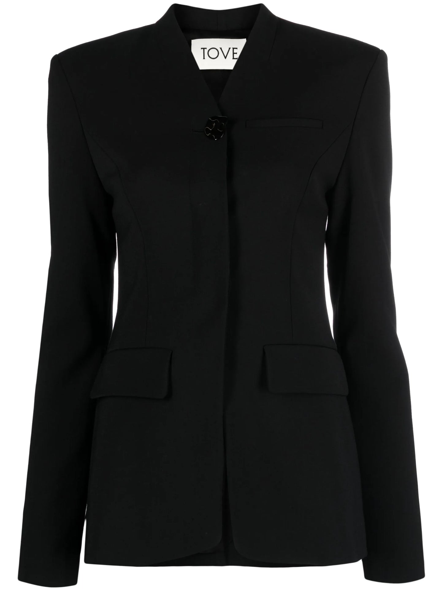 Selena single-breasted collarless blazer
