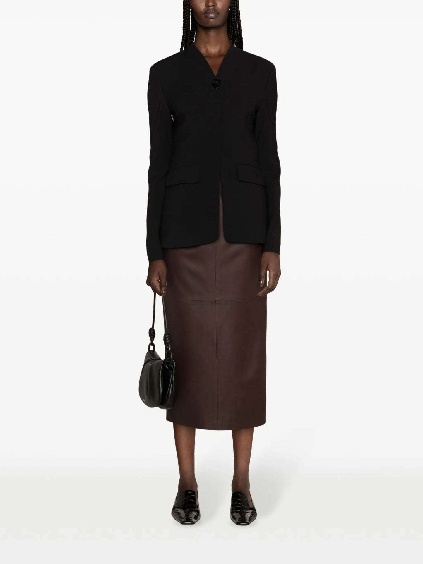 Selena single-breasted collarless blazer
