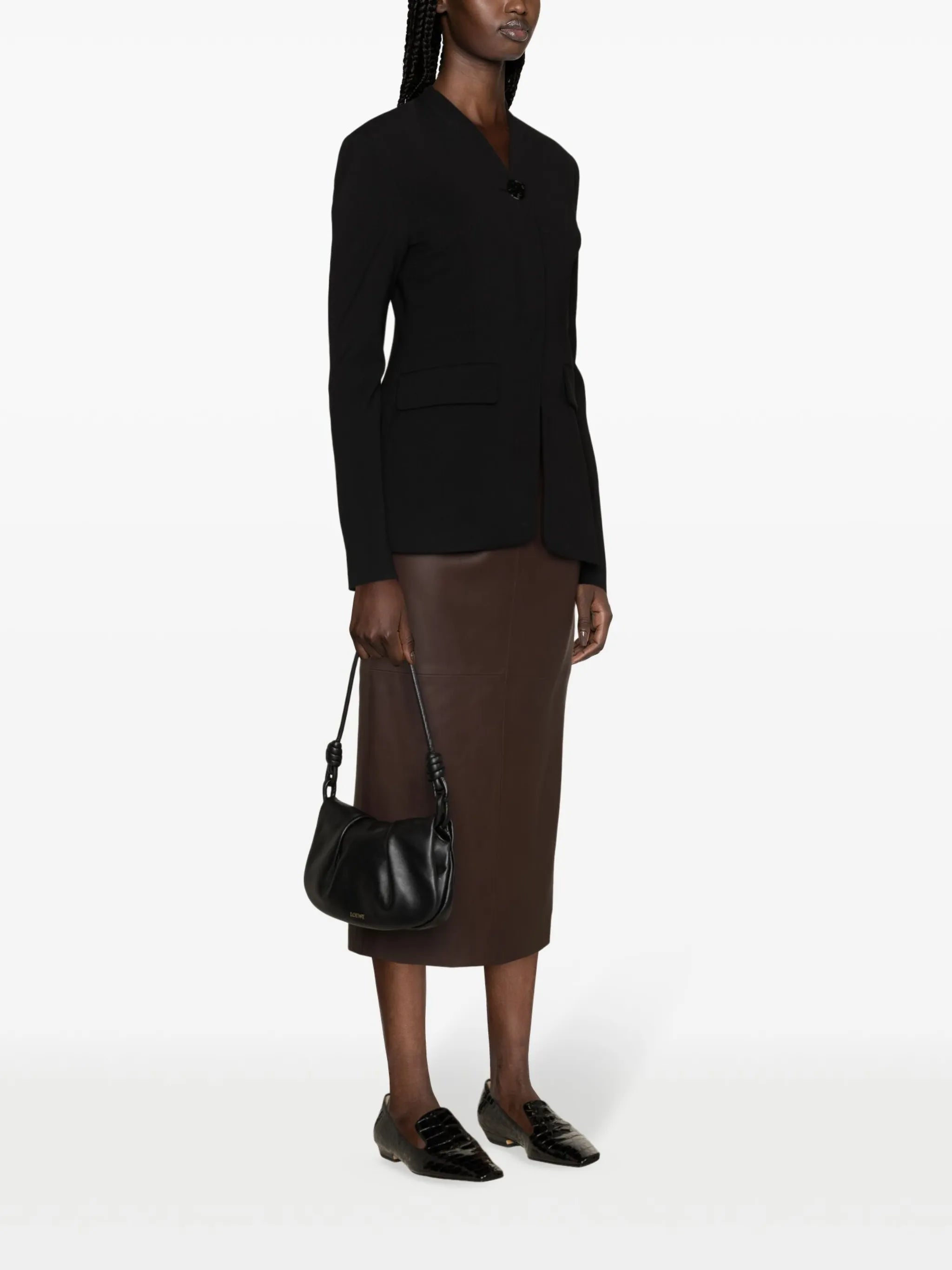 Selena single-breasted collarless blazer