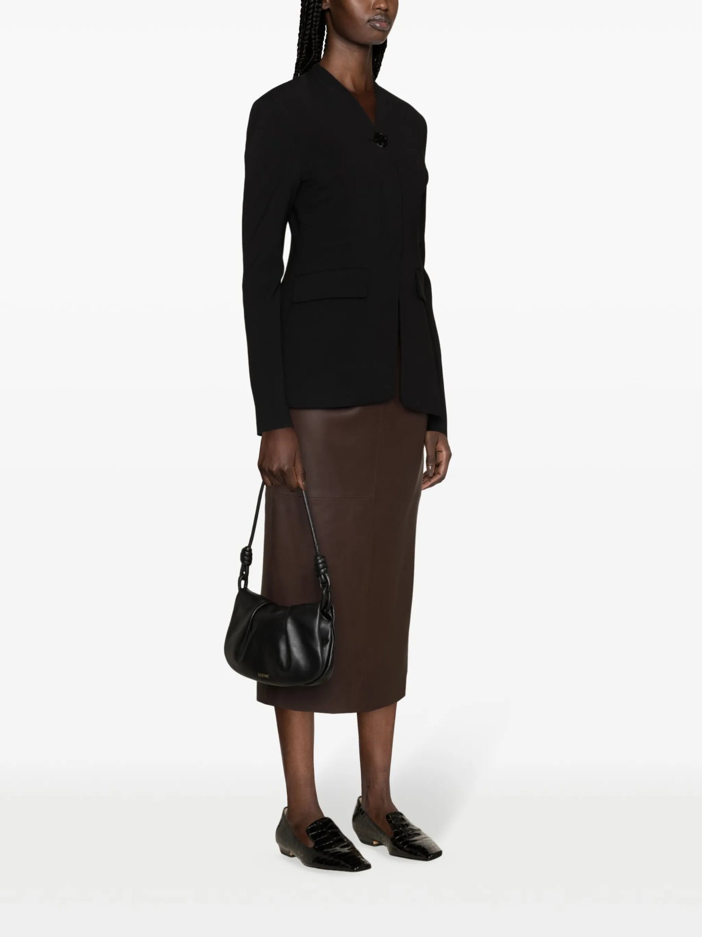 Selena single-breasted collarless blazer