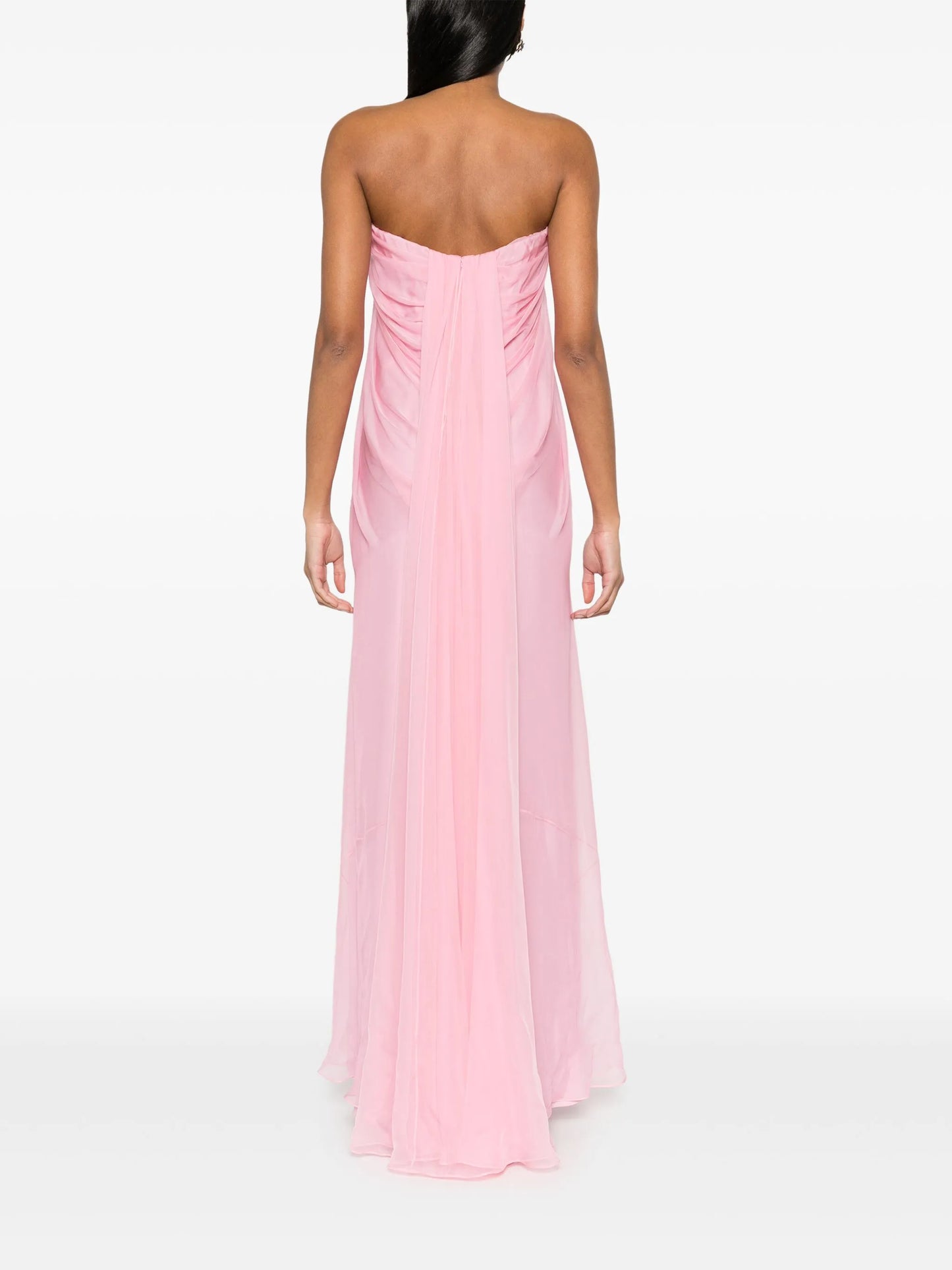 strapless draped maxi dress