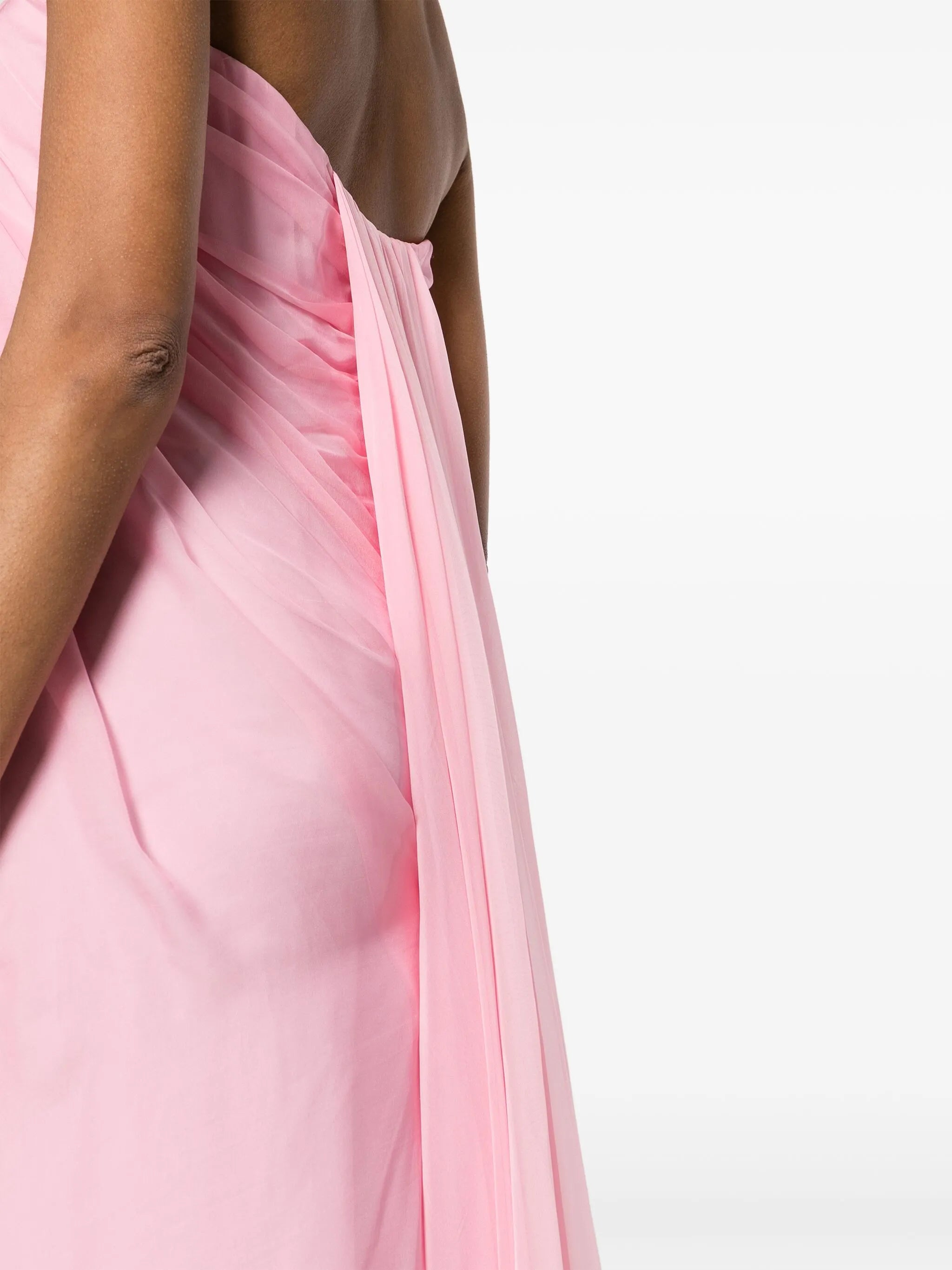 strapless draped maxi dress