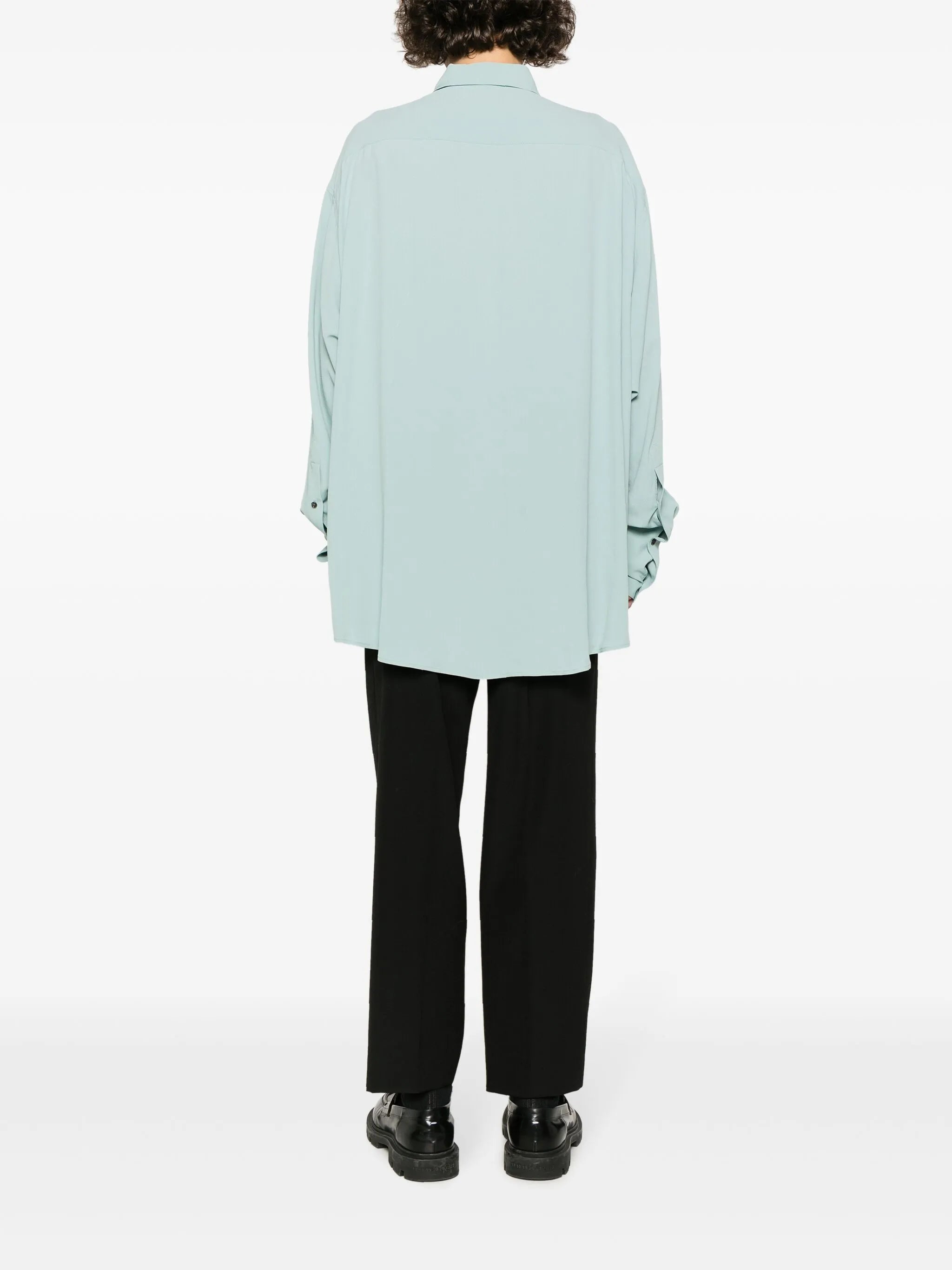 crepe-texture long-sleeved shirt