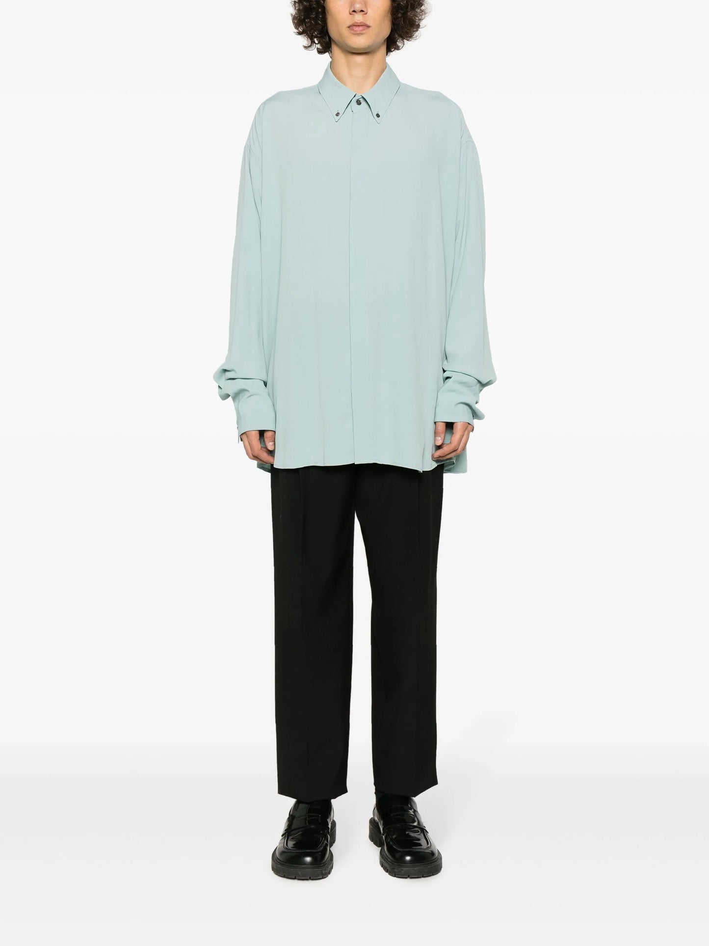 crepe-texture long-sleeved shirt