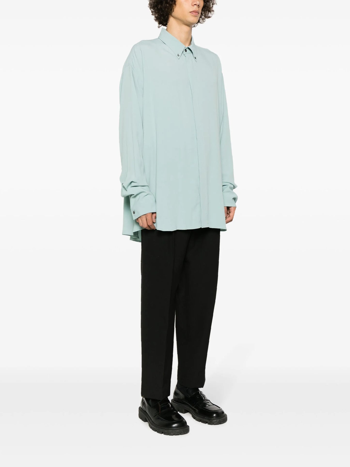 crepe-texture long-sleeved shirt