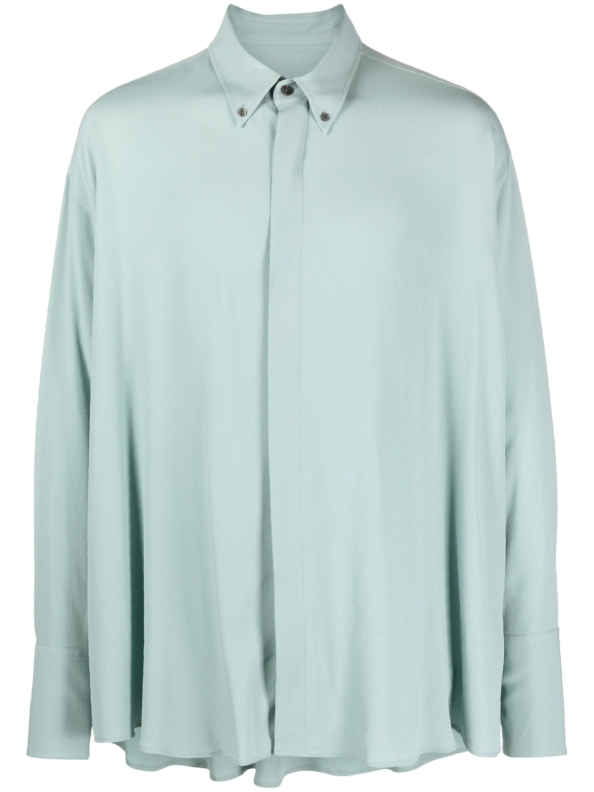 crepe-texture long-sleeved shirt
