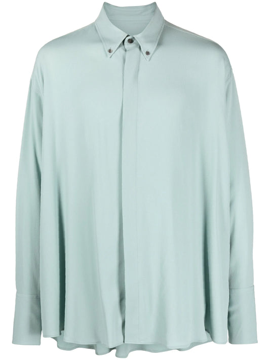 crepe-texture long-sleeved shirt