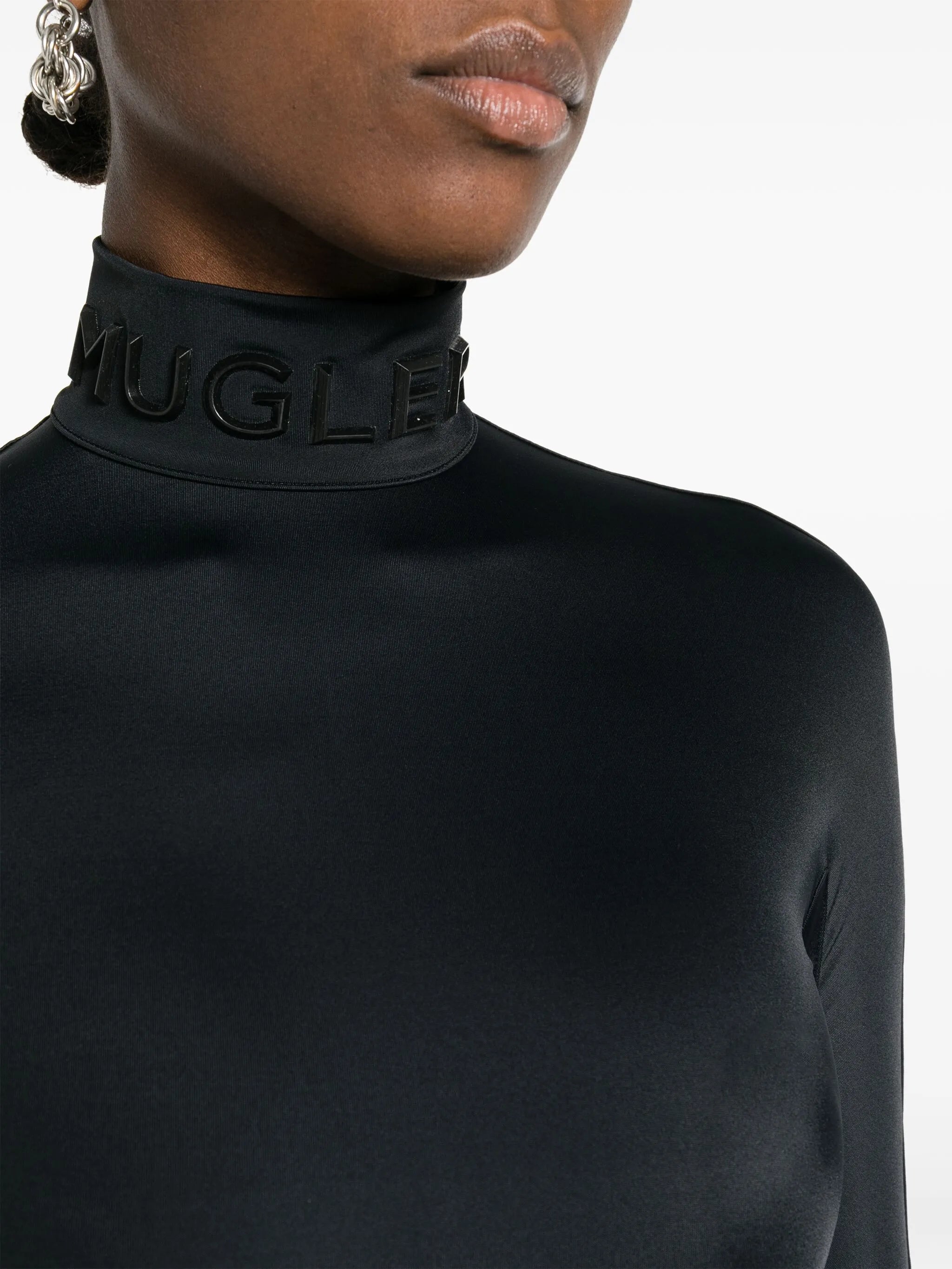 logo-lettering high-neck bodysuit