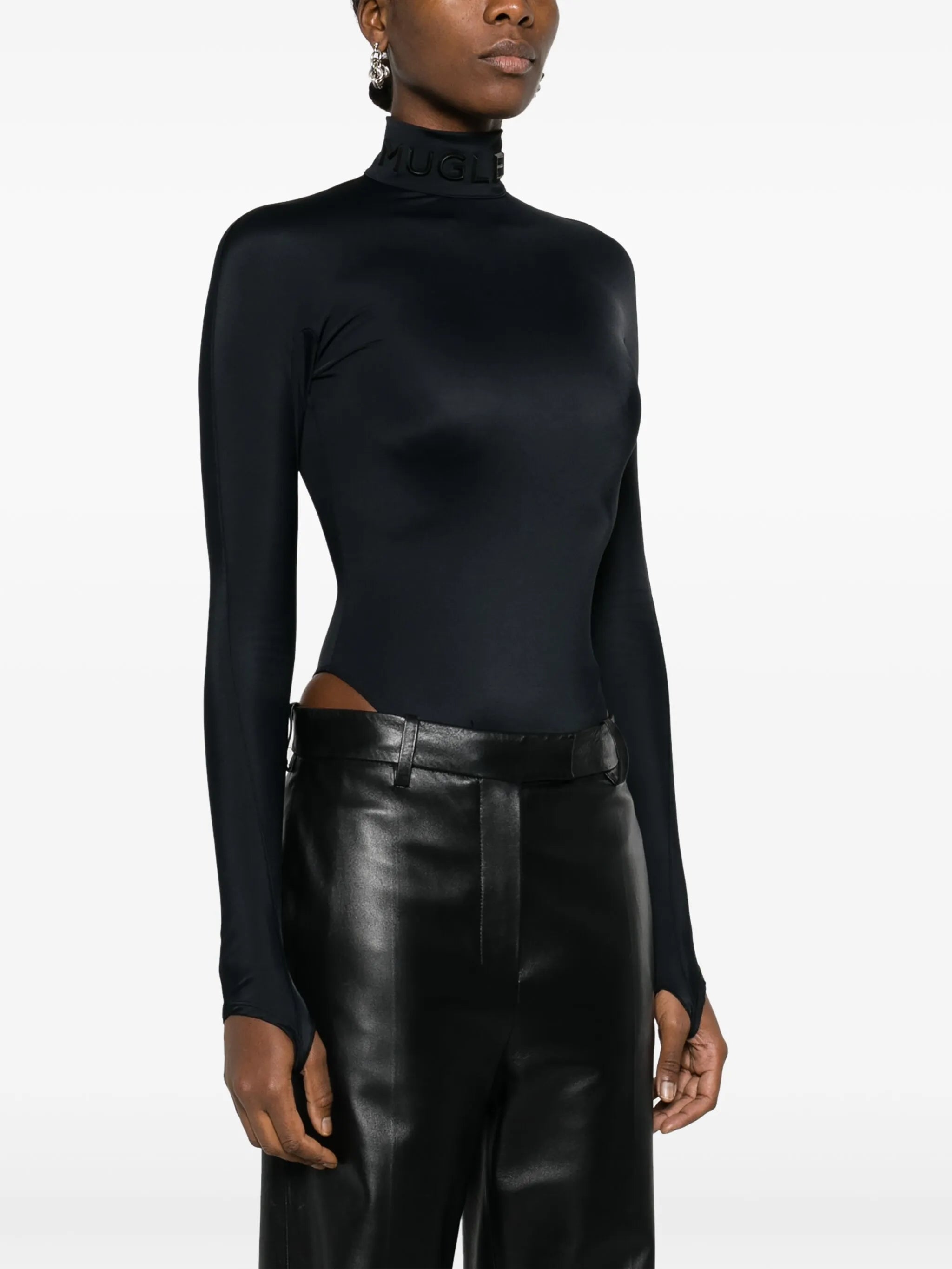 logo-lettering high-neck bodysuit