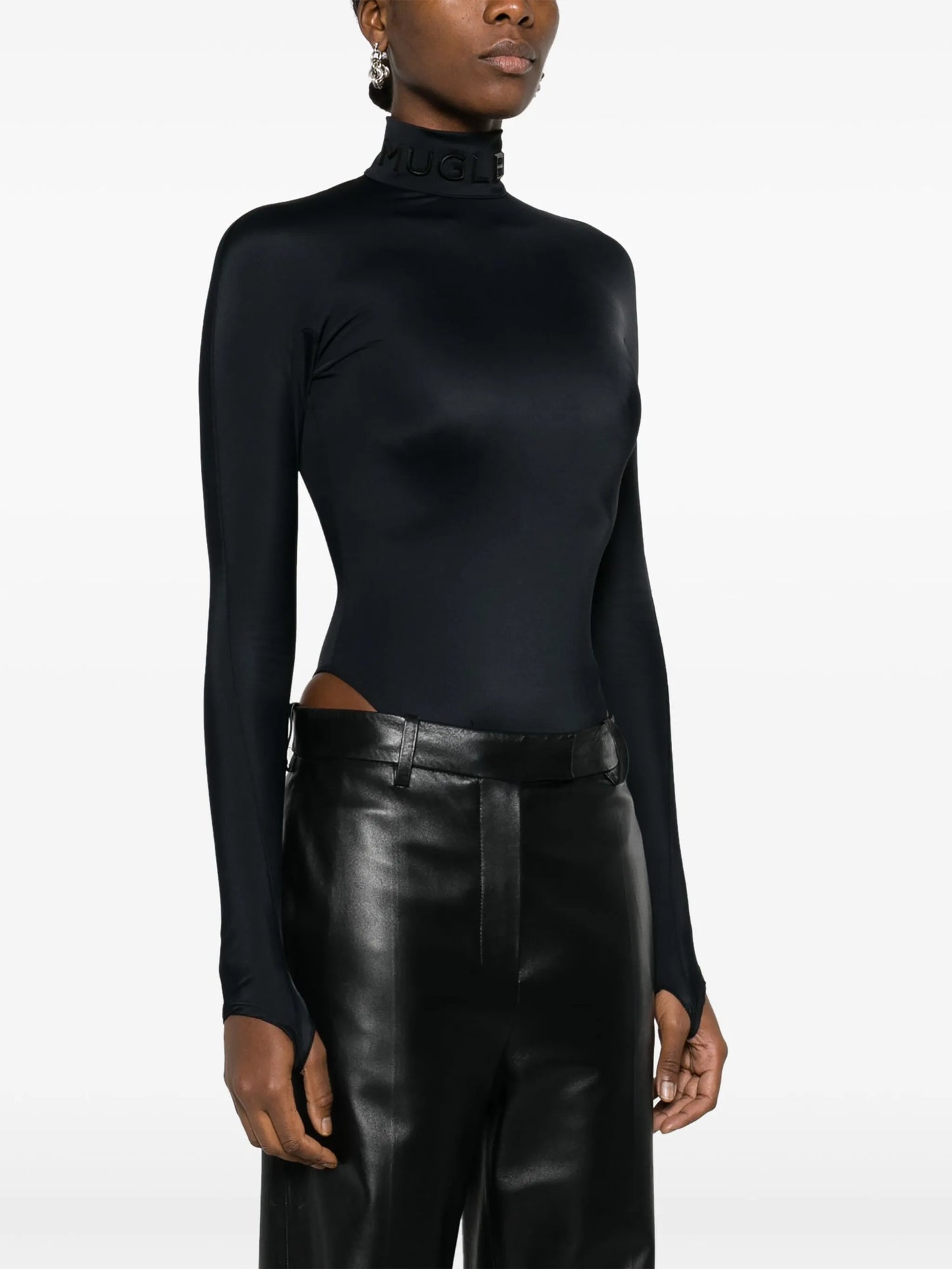 logo-lettering high-neck bodysuit
