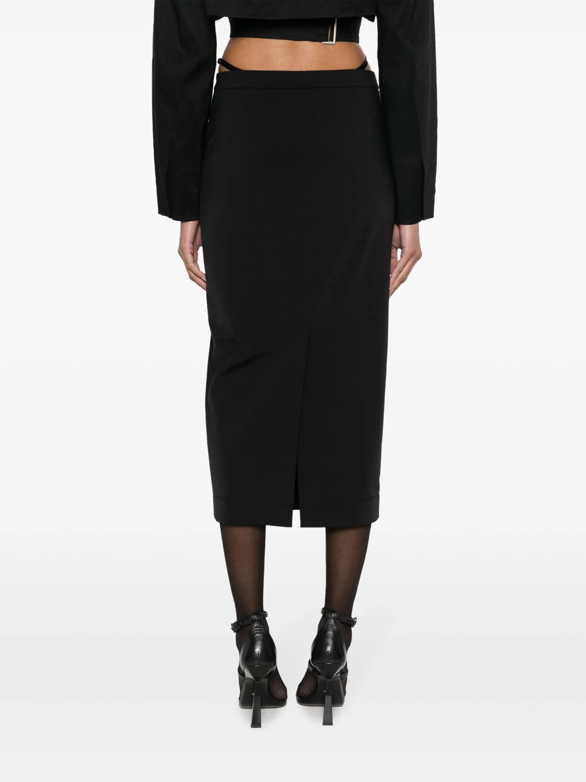 adjustable-strap pencil skirt