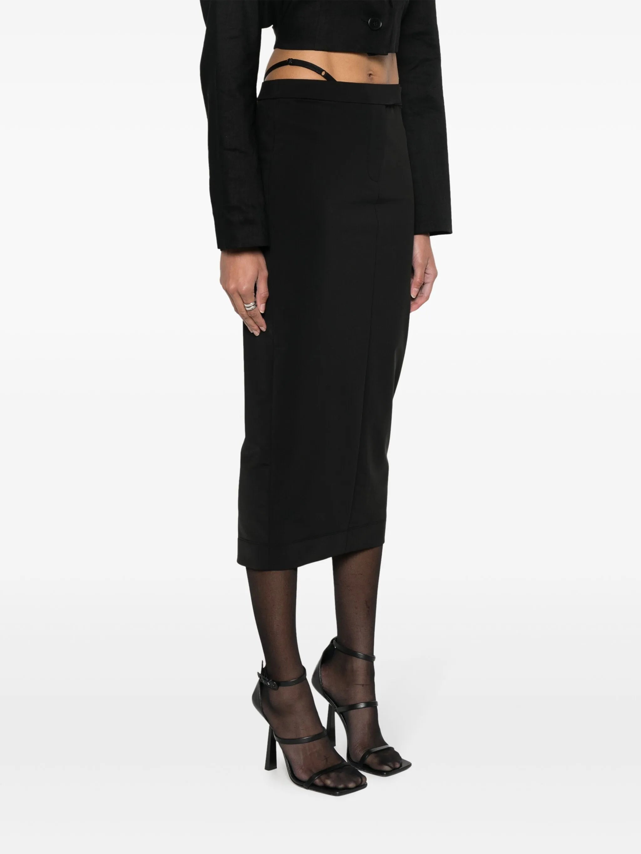 adjustable-strap pencil skirt