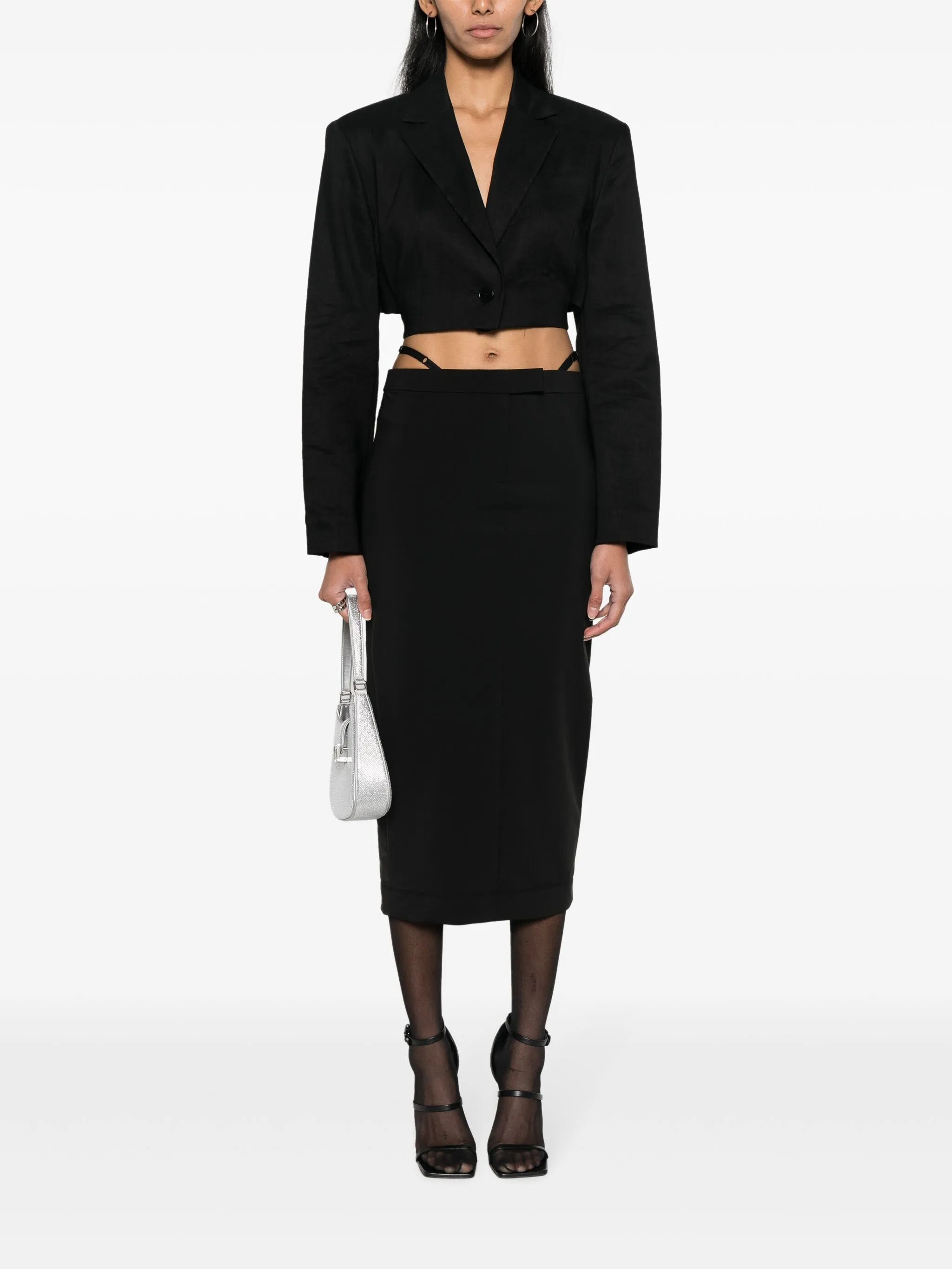 adjustable-strap pencil skirt