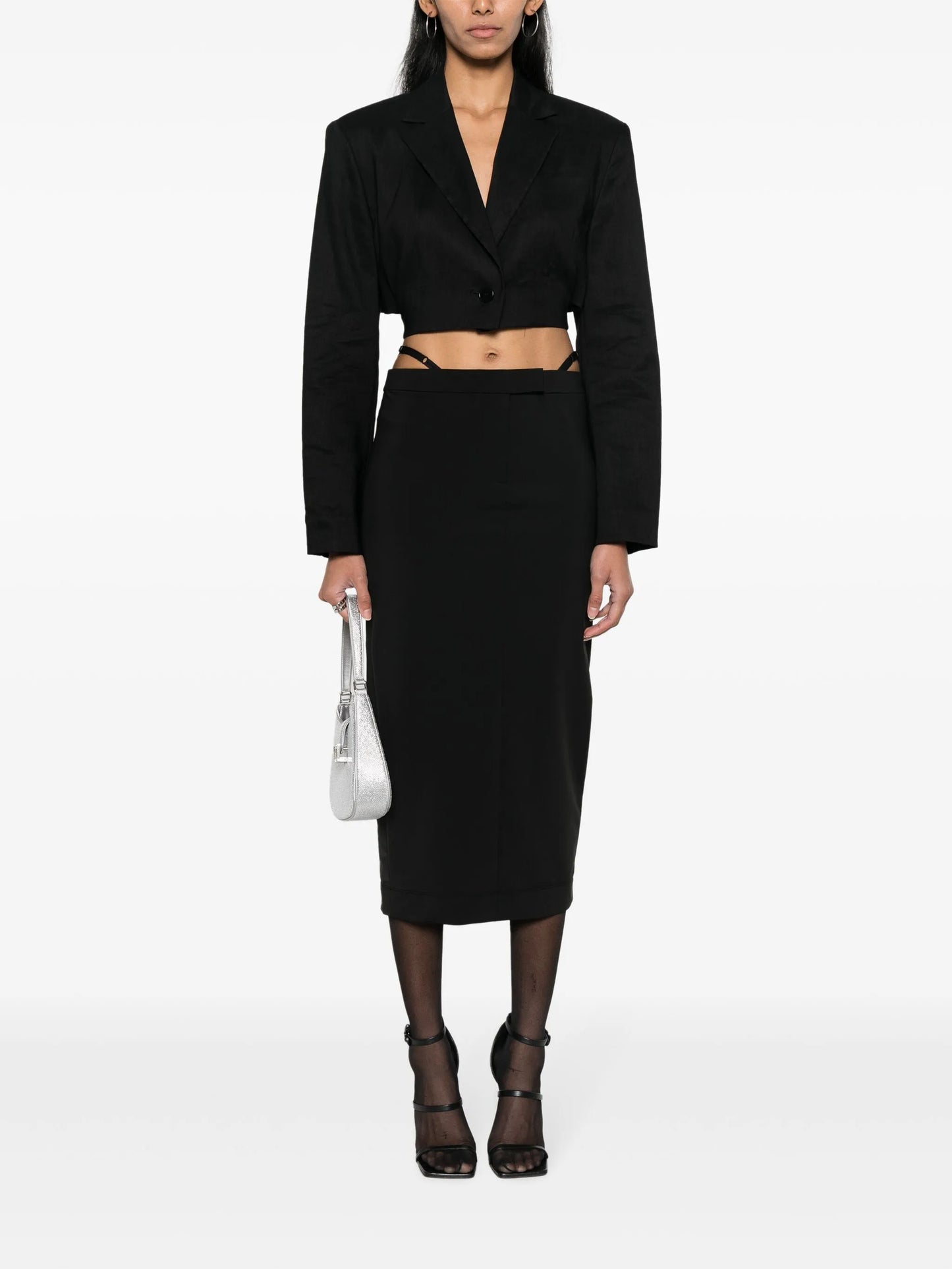 adjustable-strap pencil skirt