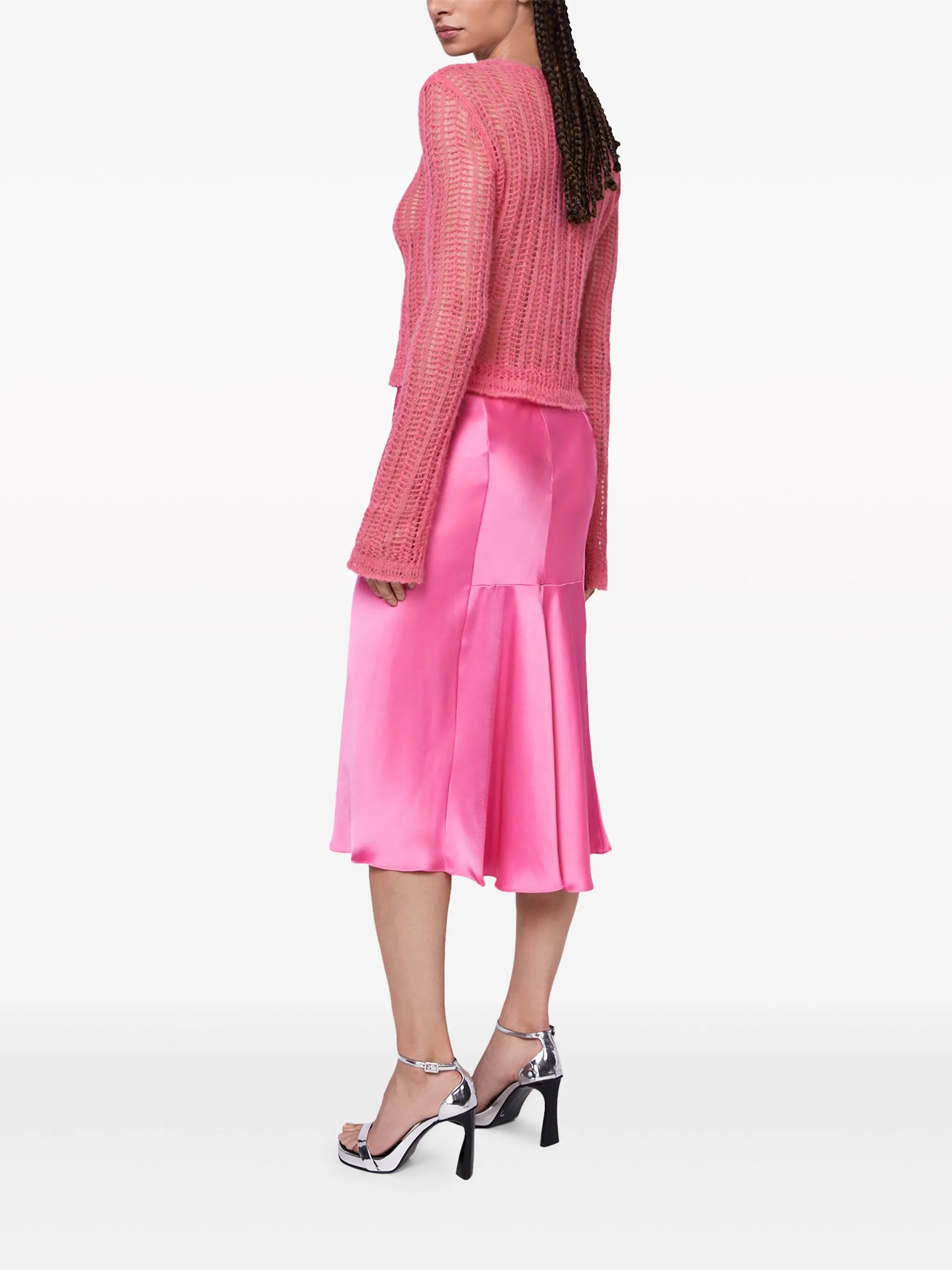 double-satin bias midi skirt
