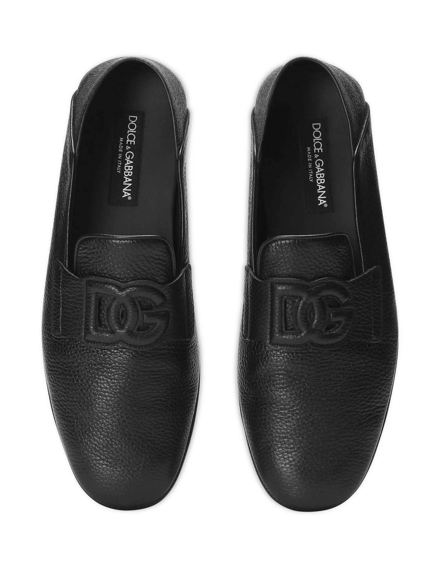 logo-appliqué leather loafers