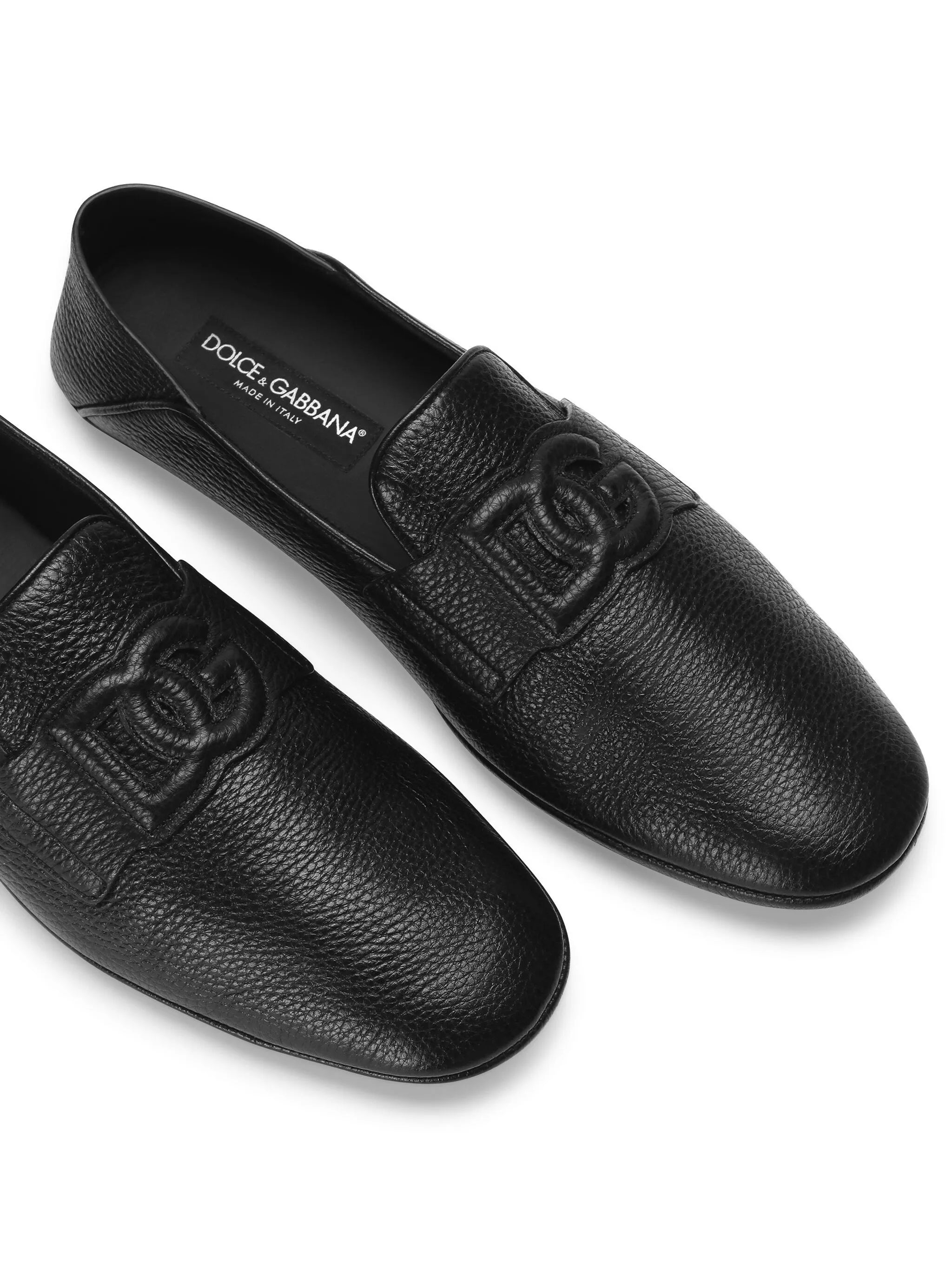 logo-appliqué leather loafers