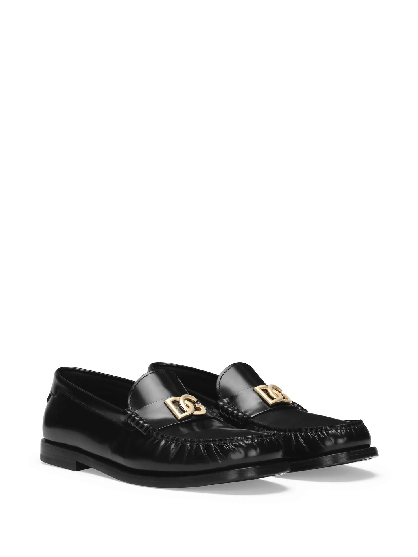 logo-plaque leather loafers