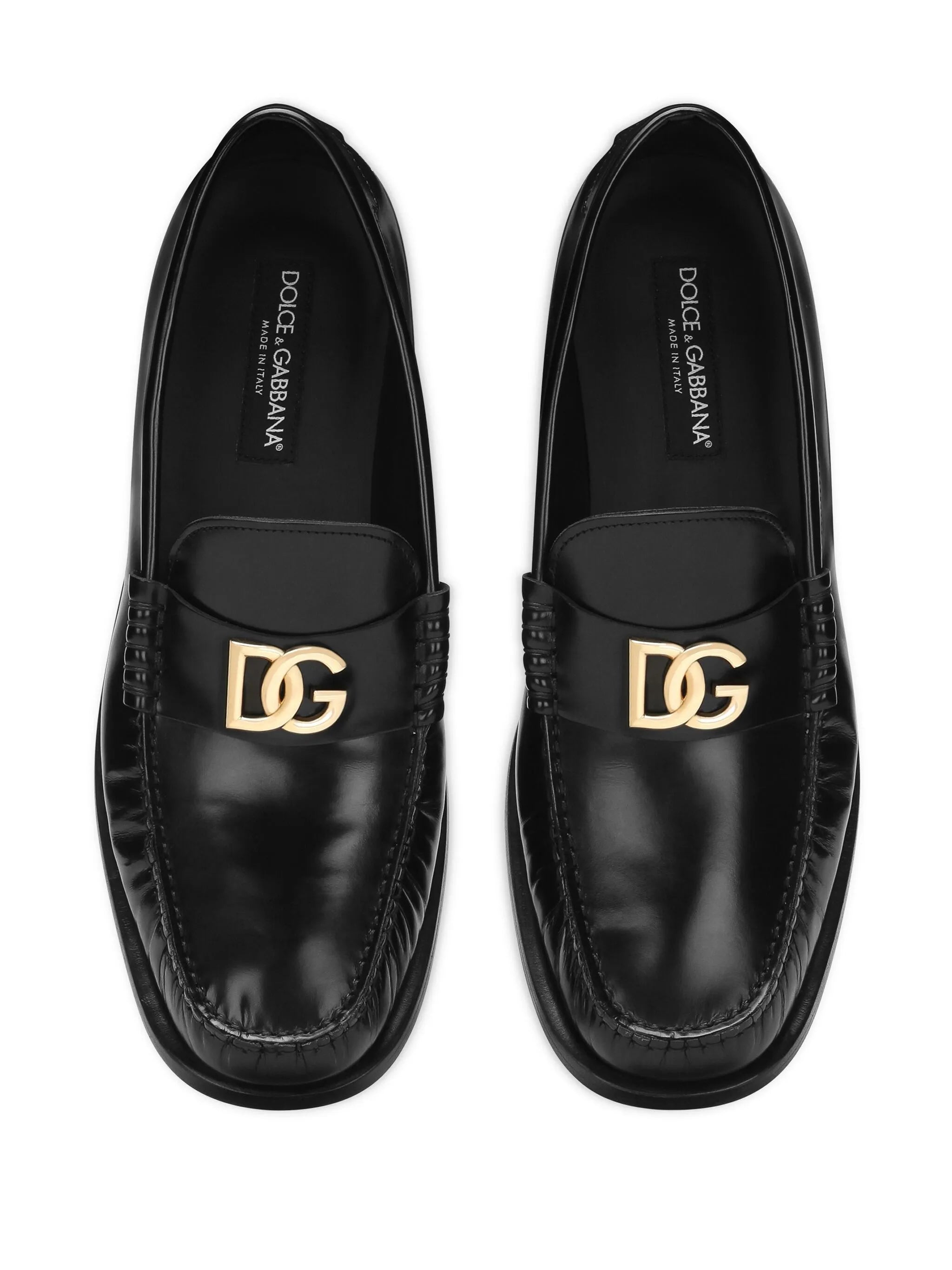 logo-plaque leather loafers