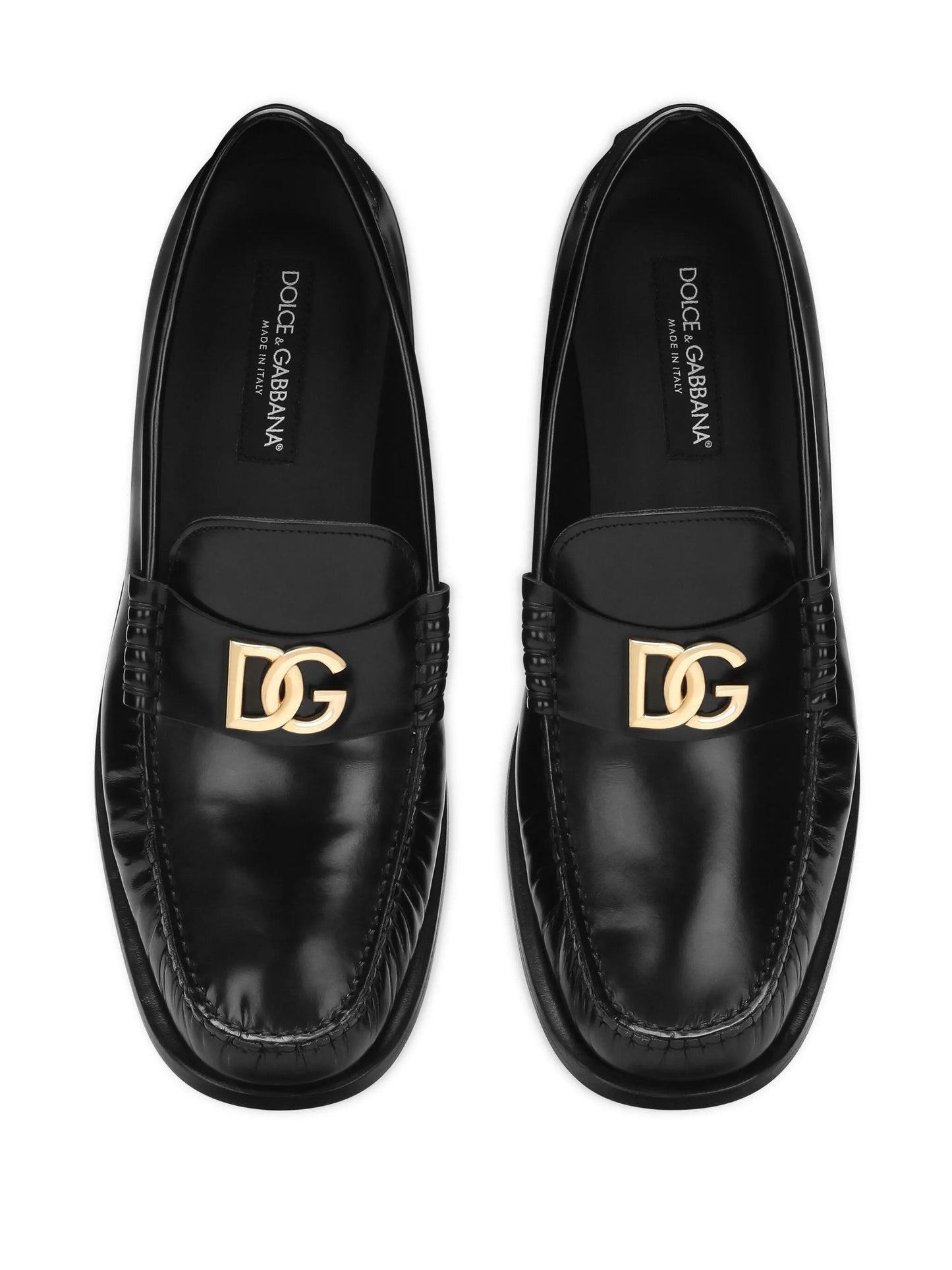 logo-plaque leather loafers