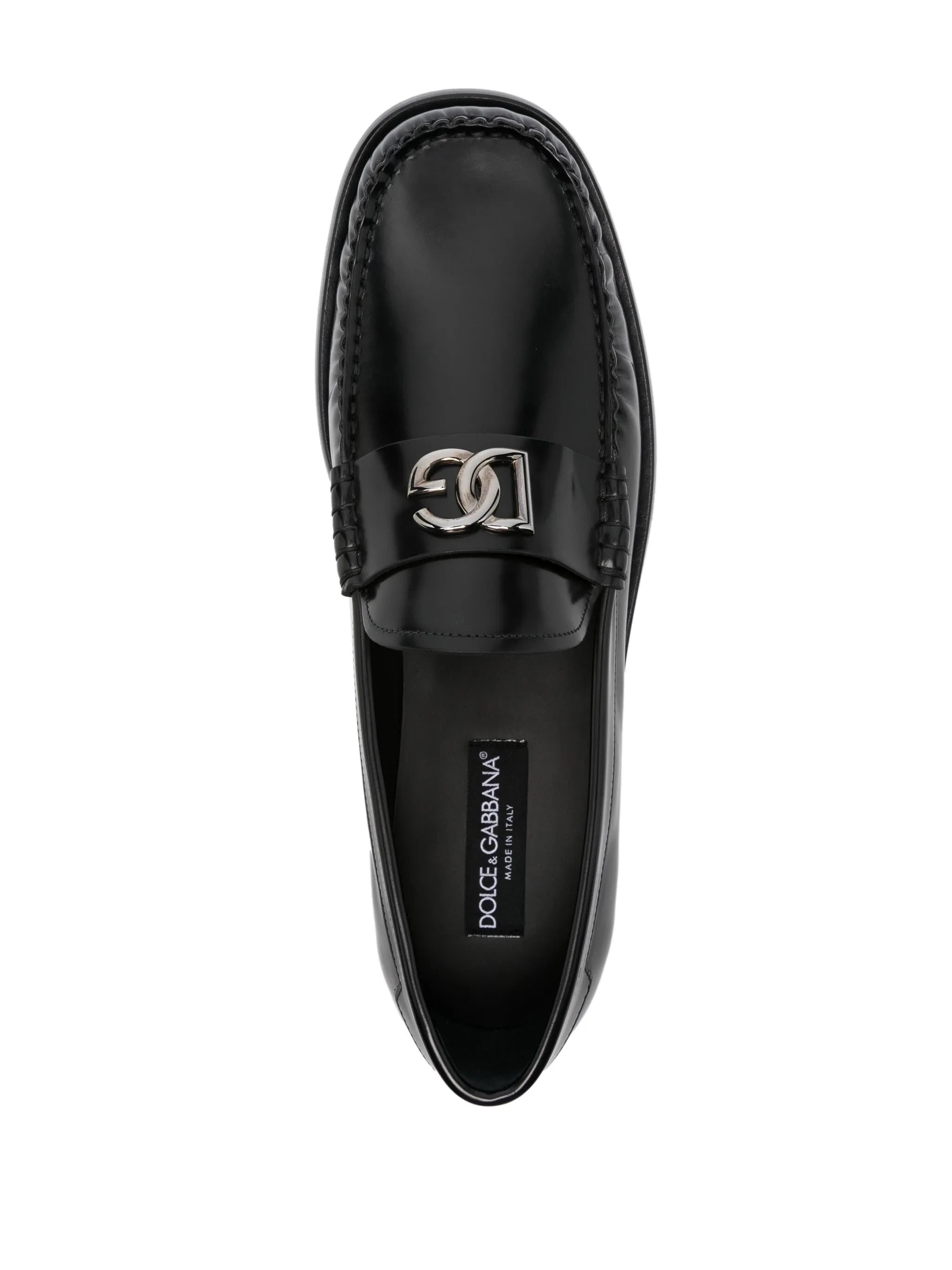 logo-plaque leather loafers