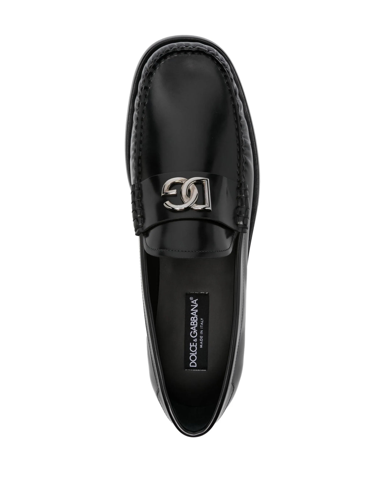 logo-plaque leather loafers