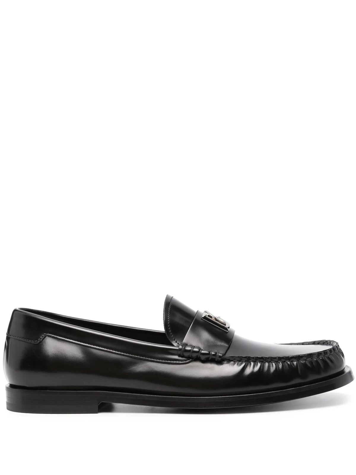 logo-plaque leather loafers