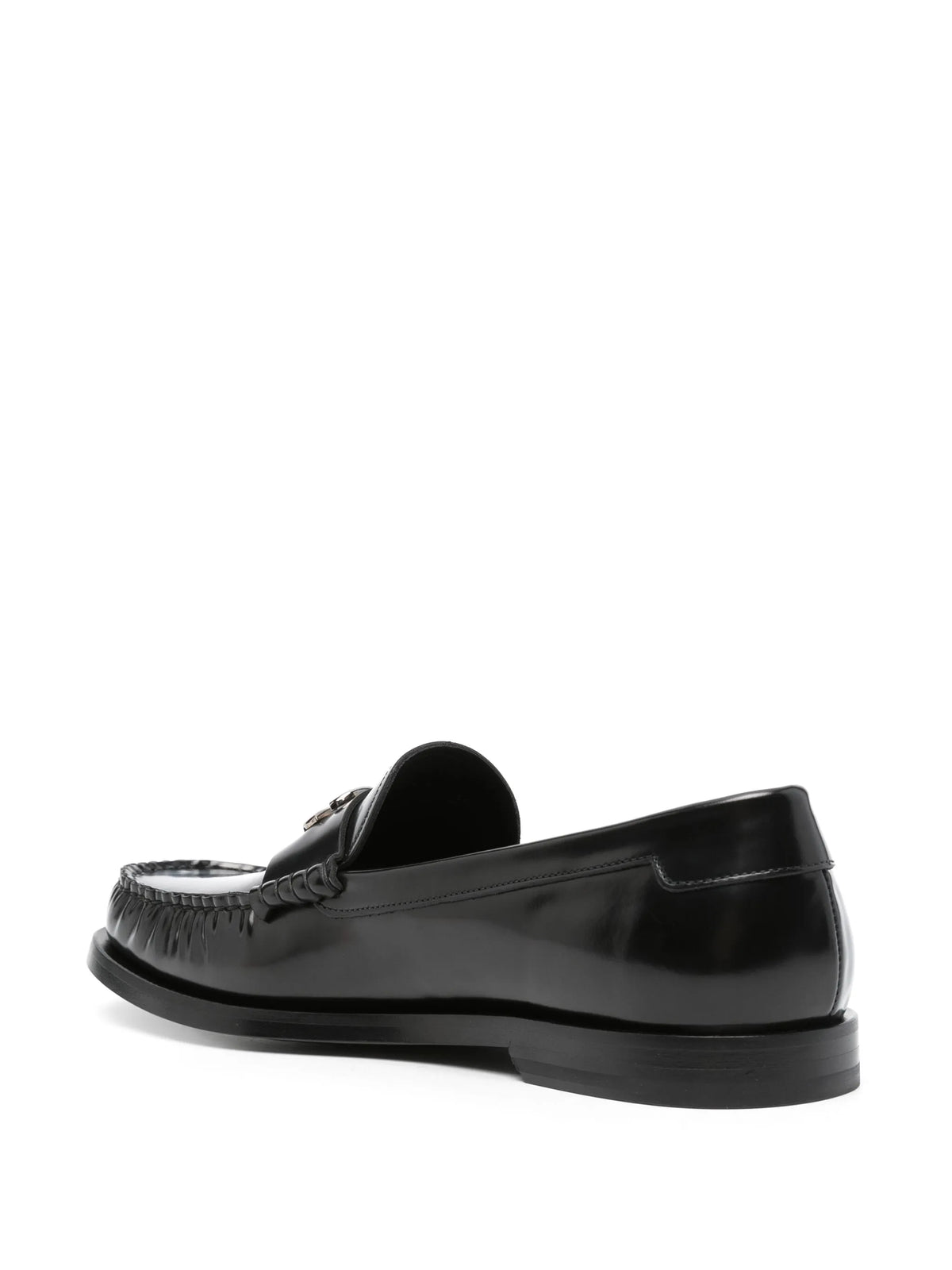 logo-plaque leather loafers