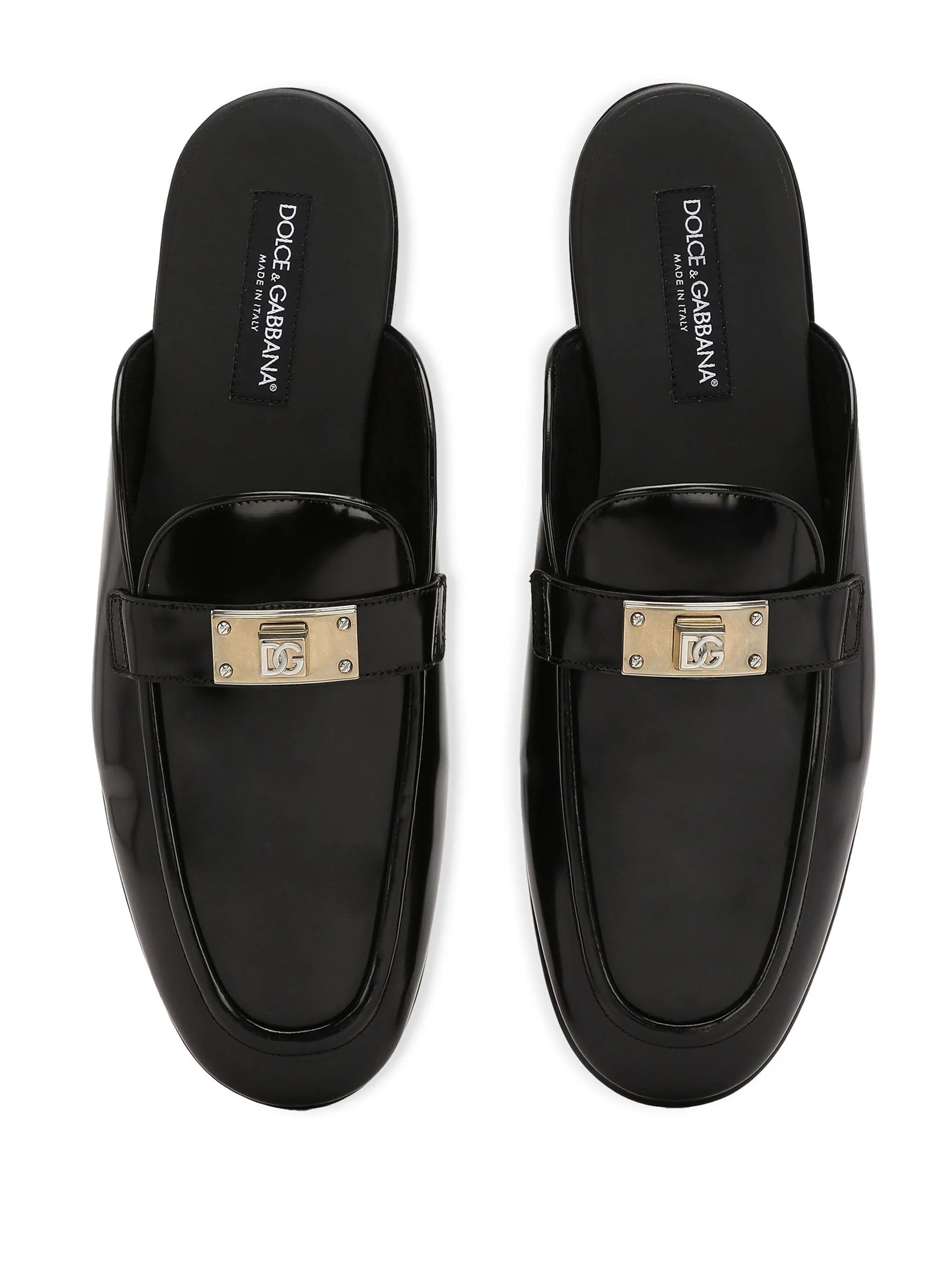 logo-plaque leather slippers