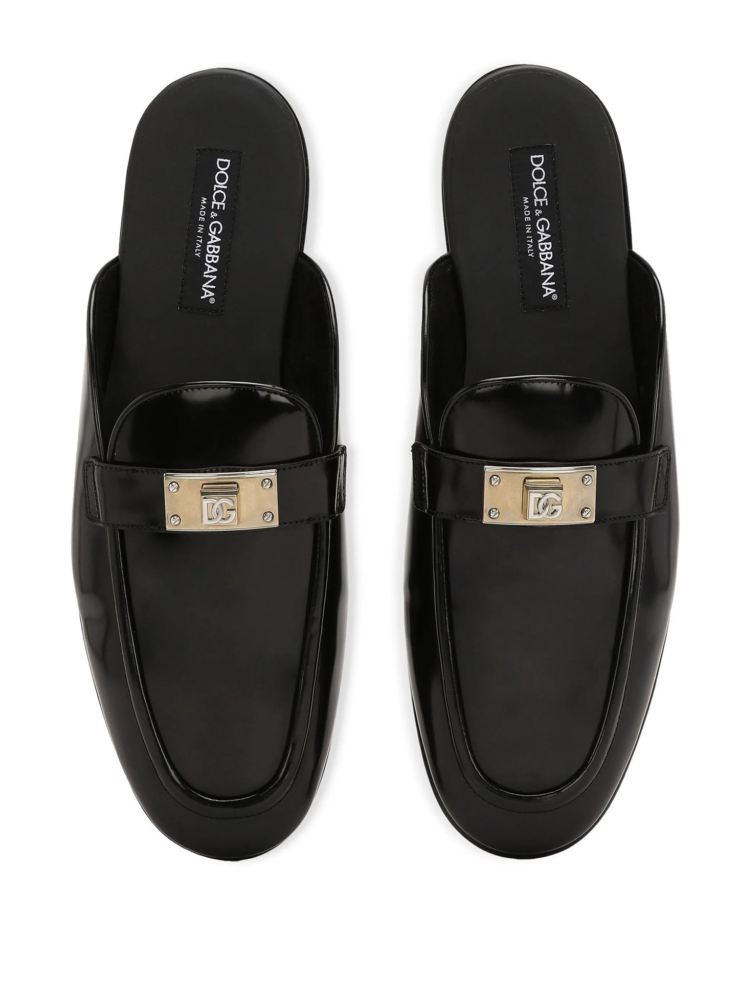 logo-plaque leather slippers