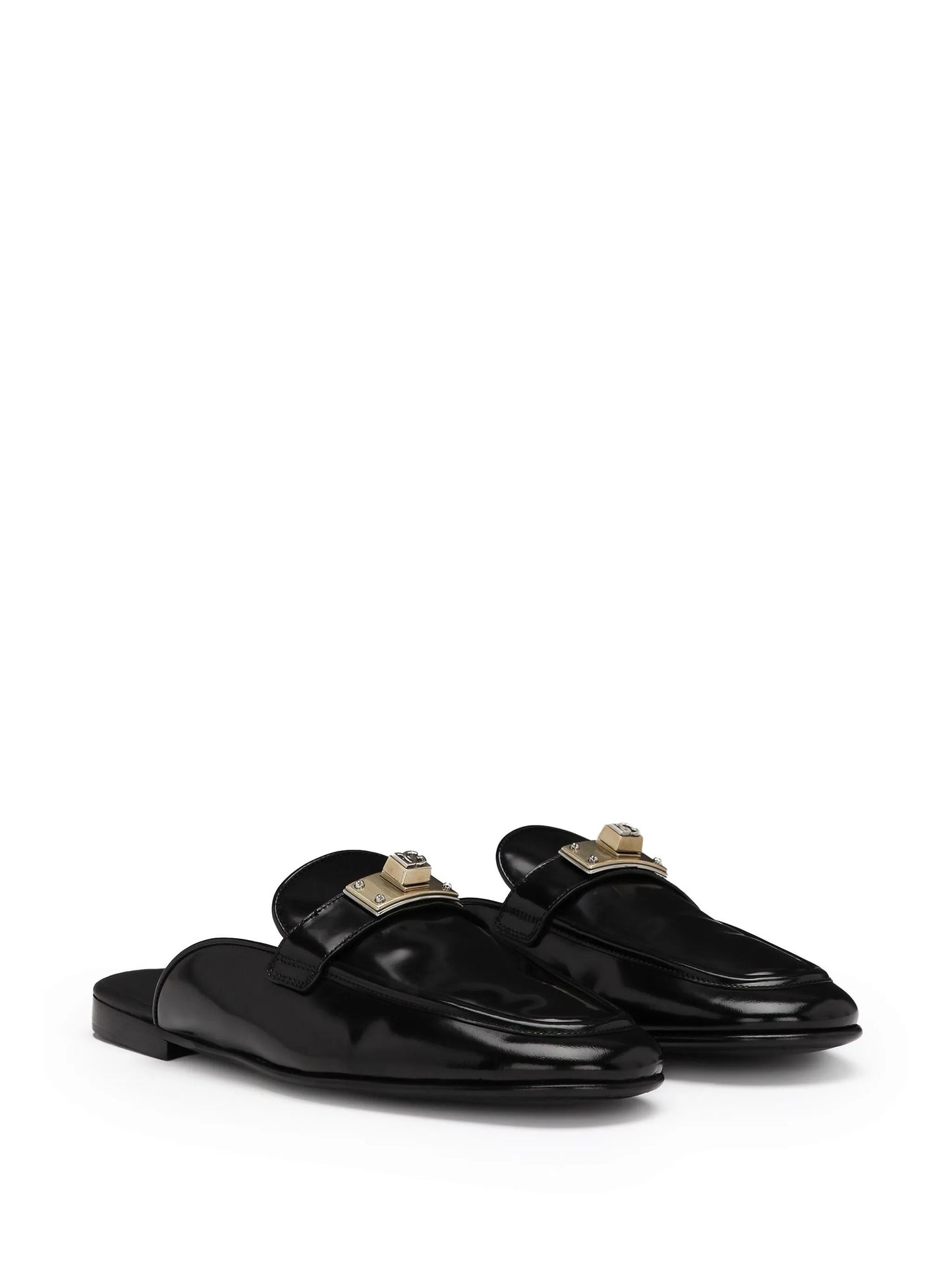 logo-plaque leather slippers