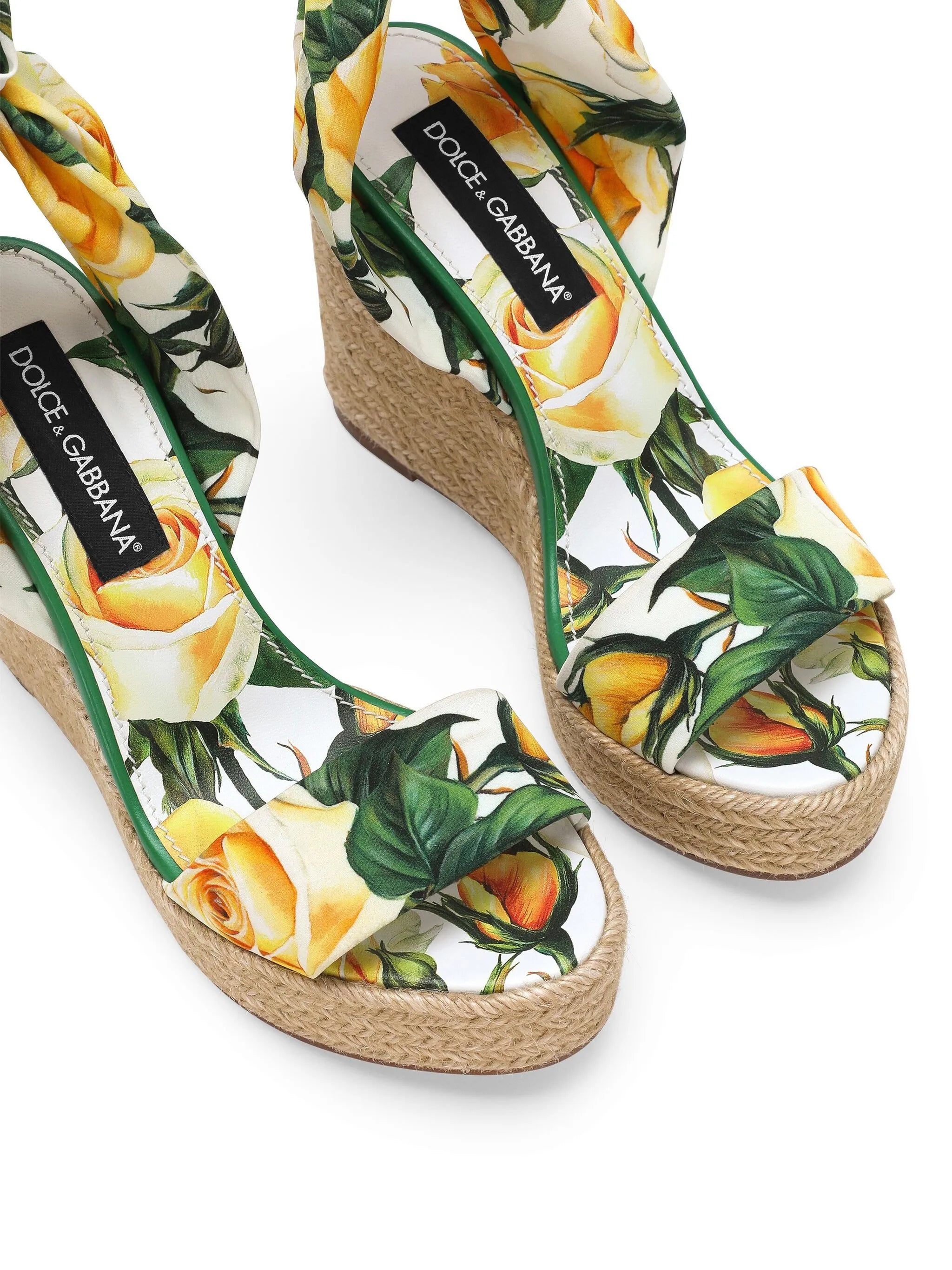 floral-print heeled espadrilles