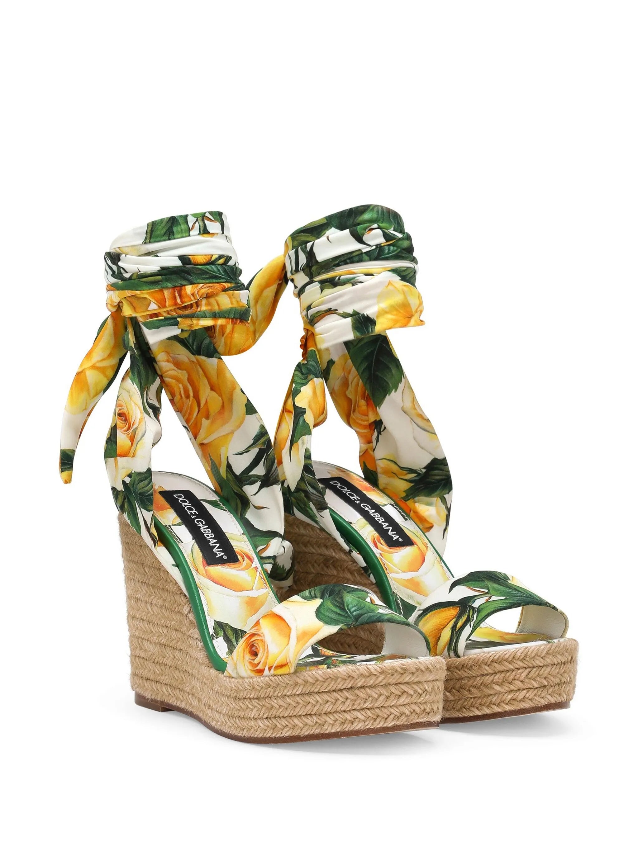 floral-print heeled espadrilles