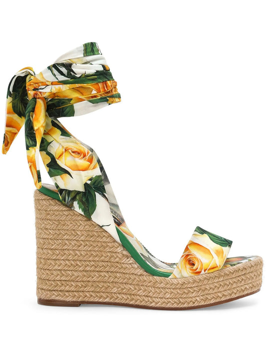 floral-print wedge sandals