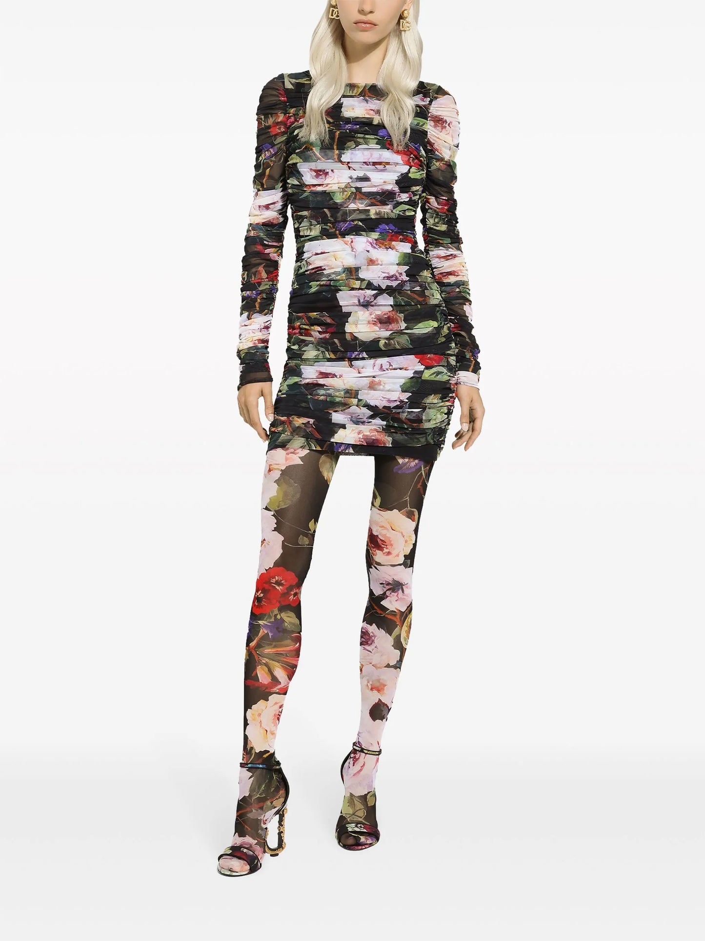 floral-print short dress
