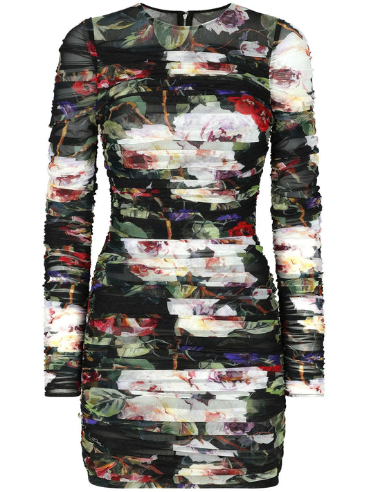 floral-print short dress