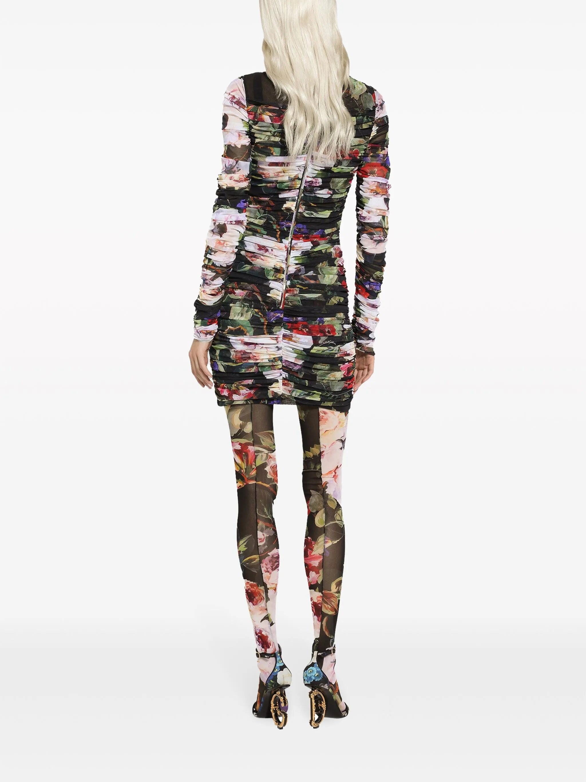 floral-print short dress