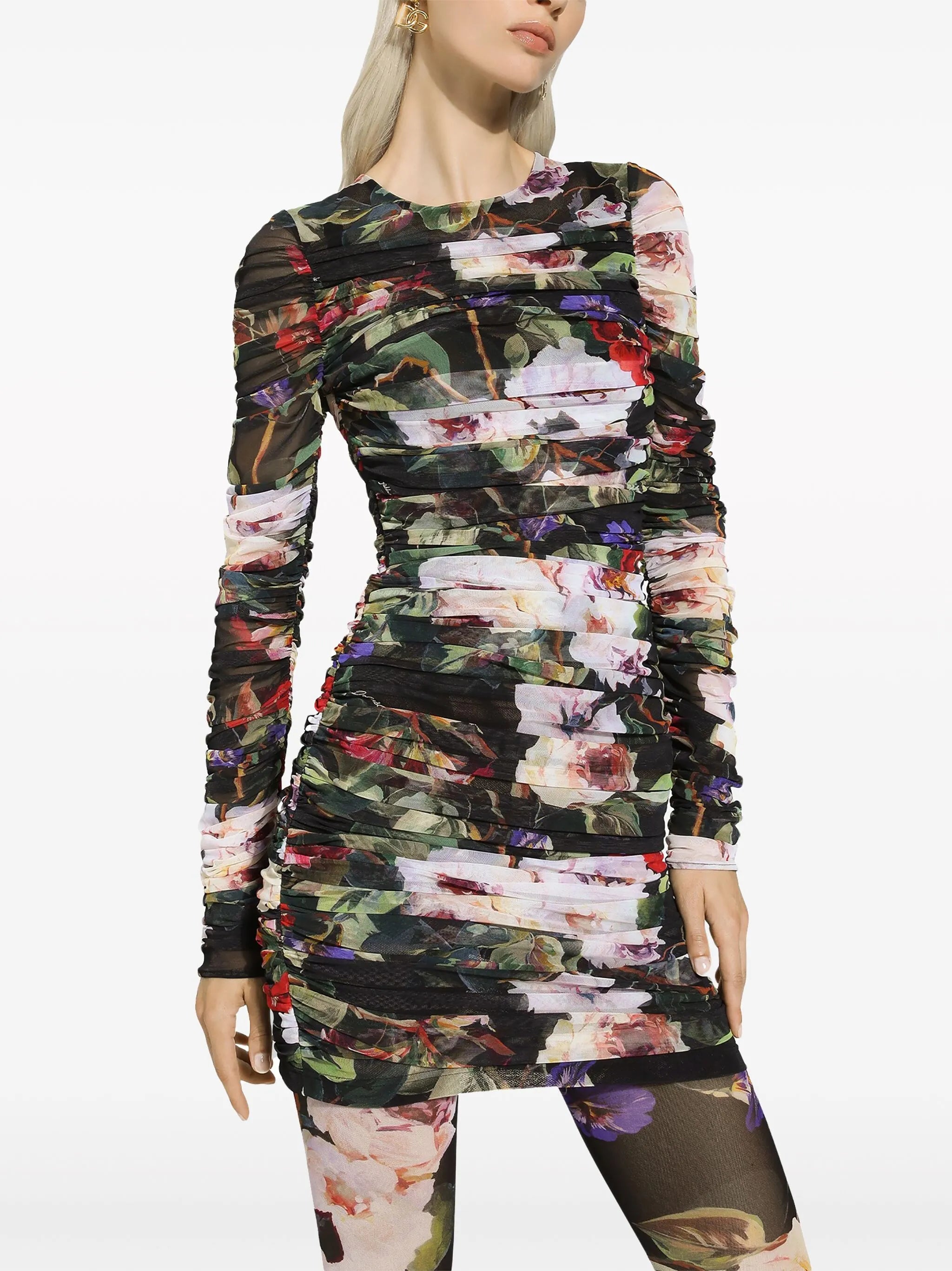 floral-print short dress