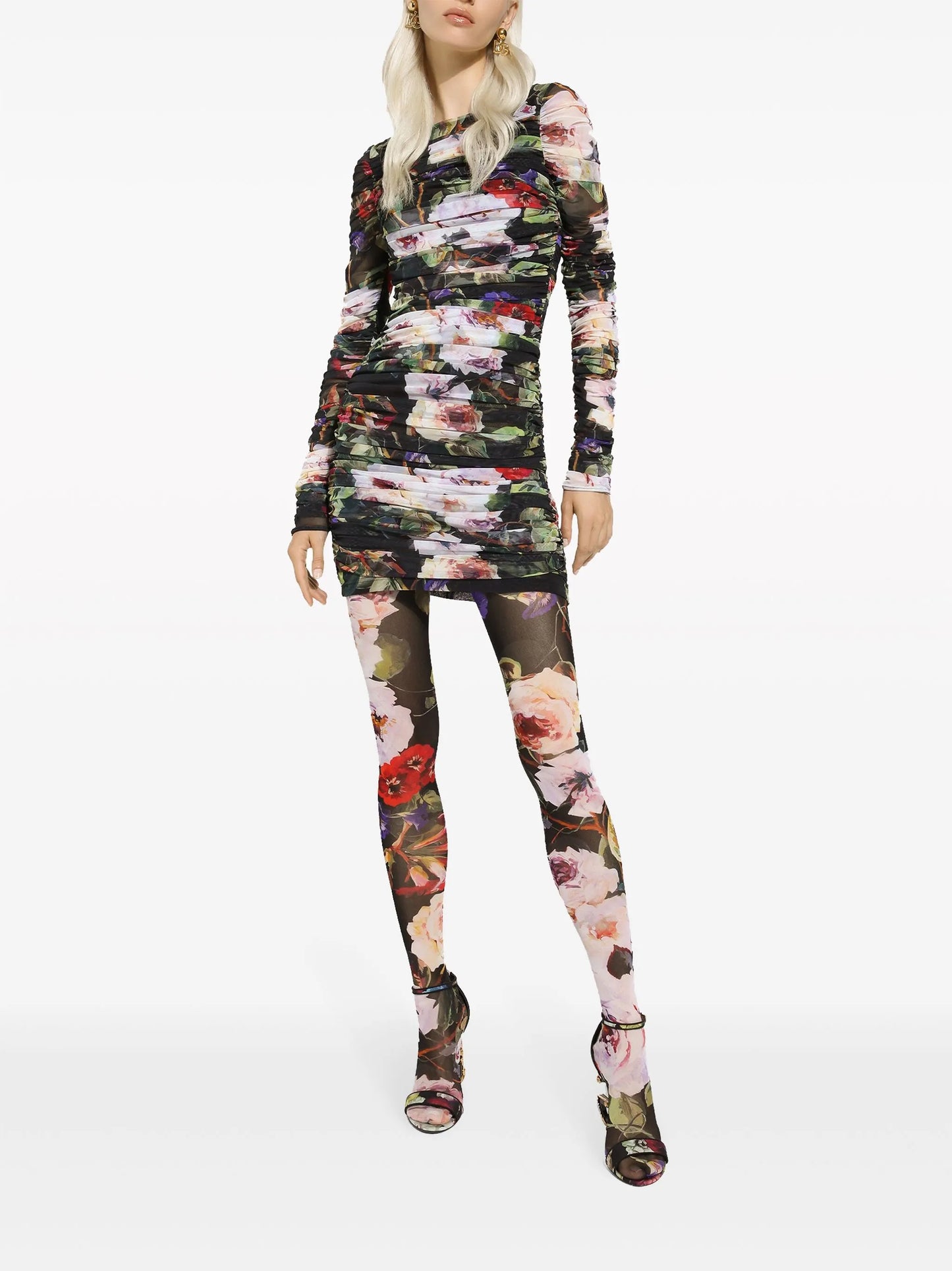 floral-print short dress